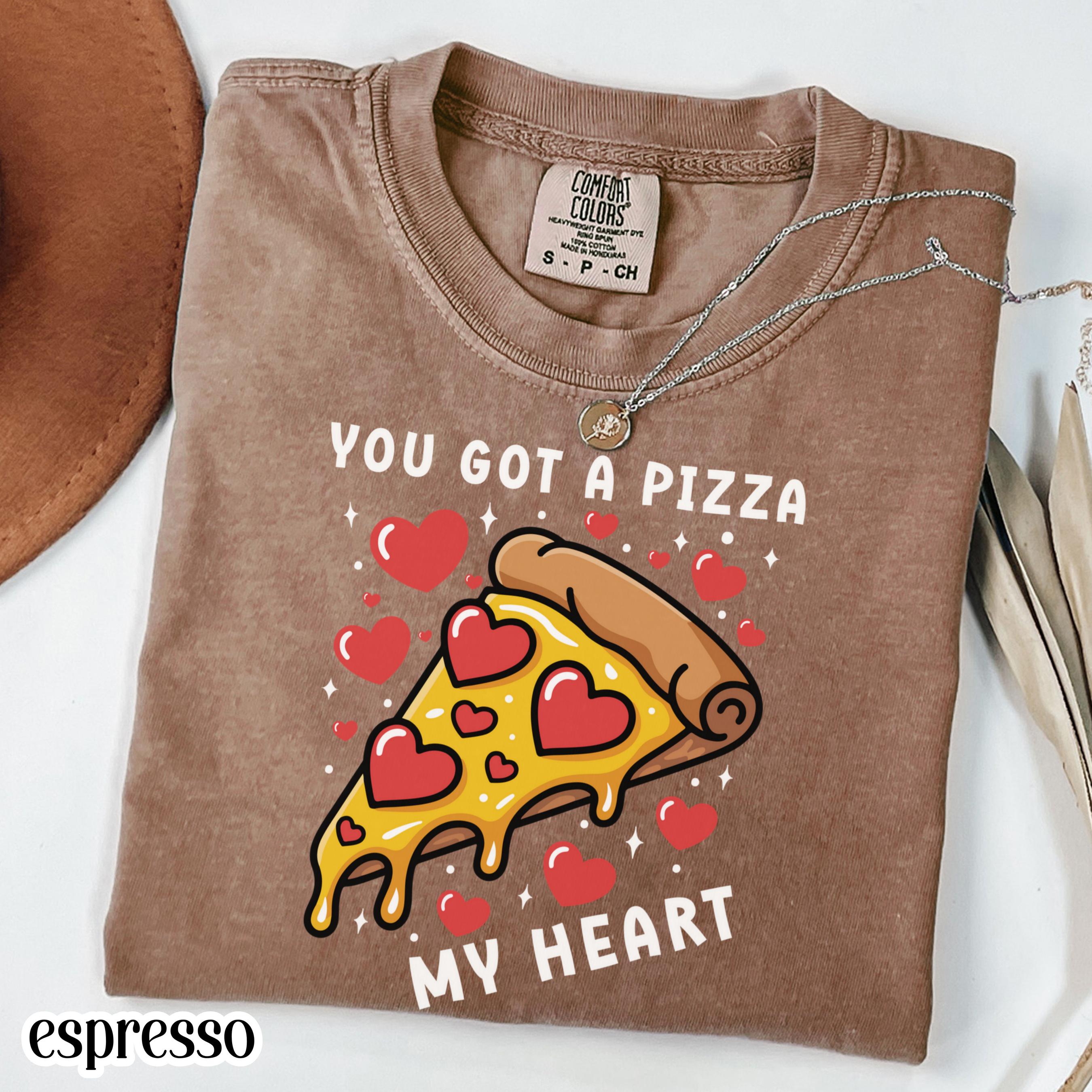 Valentines Day Comfort Colors Shirt Pizza My Heart T-Shirt Funny Vday Food Lover Tee Pizza Heart Love Tshirt For Girlfriend Boyfriend