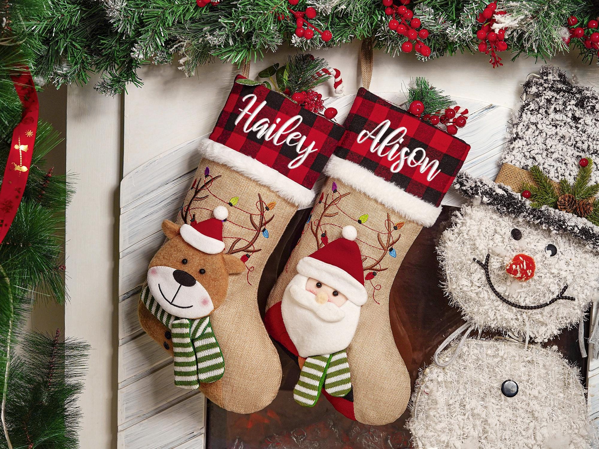 Personalized 3D Christmas Stockings, Custom Family Christmas Stockings, Holiday Decor, Embroidered Stockings With Name, Monogram Stocking
