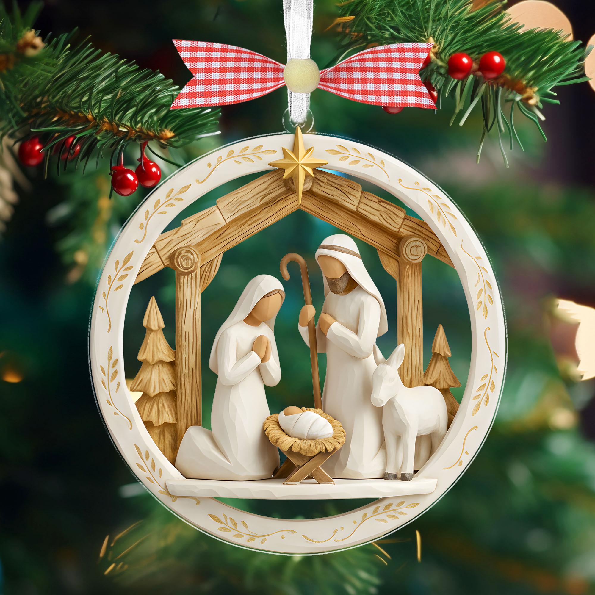 Nativity Jesus Ornament,Nativity Scene Christmas Ornament,Christian Holiday Gift Decor,Regilious Gift,Meaningful Xmas Gift,Jesus Ornament