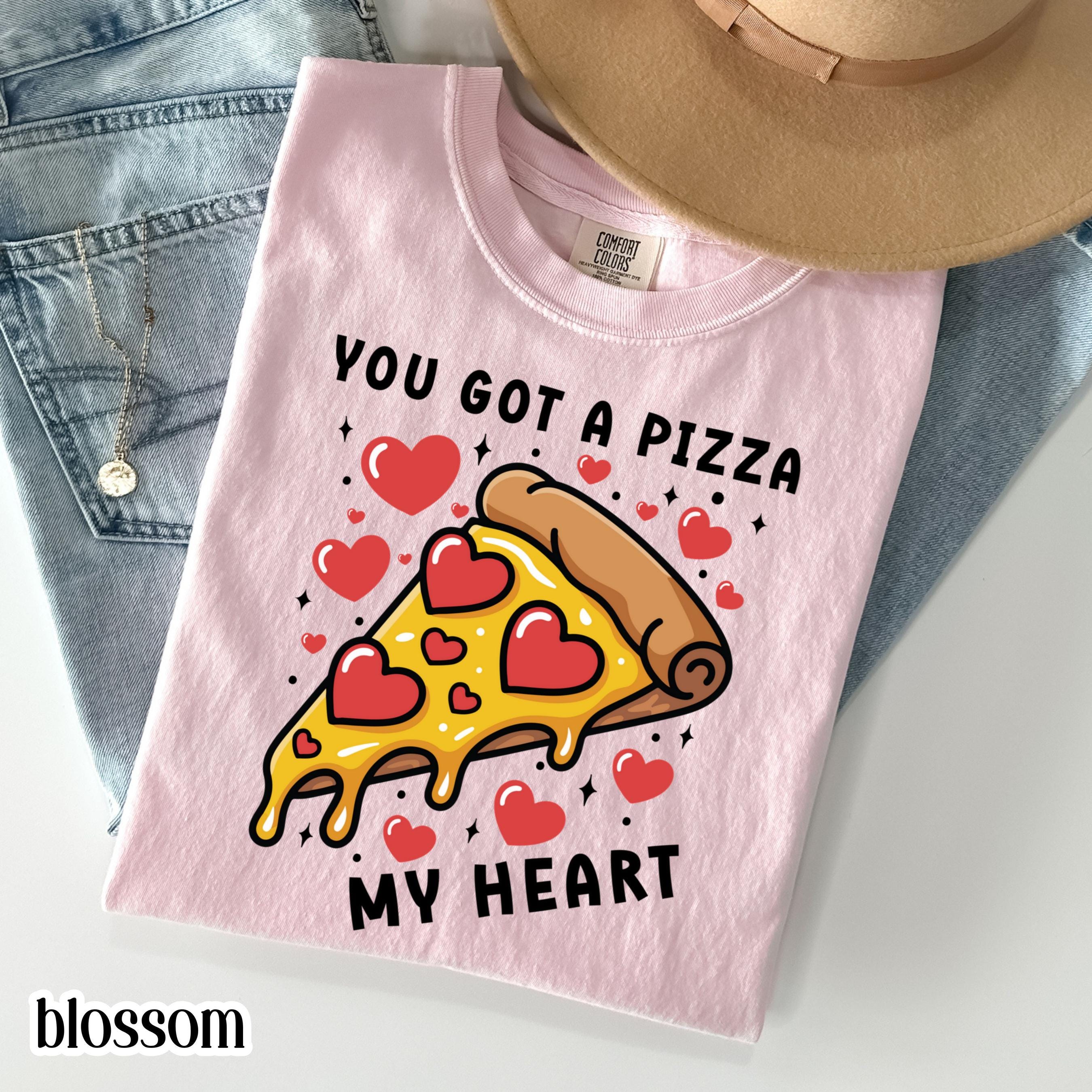 Valentines Day Comfort Colors Shirt Pizza My Heart T-Shirt Funny Vday Food Lover Tee Pizza Heart Love Tshirt For Girlfriend Boyfriend