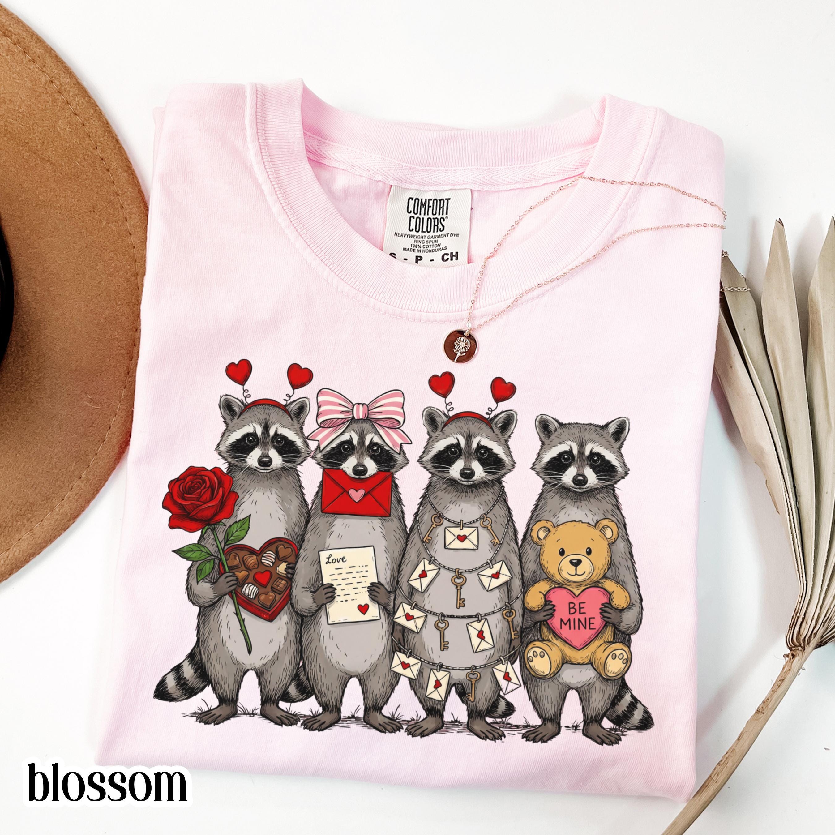 Raccoon Valentines Day Comfort Colors Shirt Feral Raccoon Tshirt Funny Coquette Love Tee Be Mine XOXO Heart Vday T-shirt Gift For Girlfriend