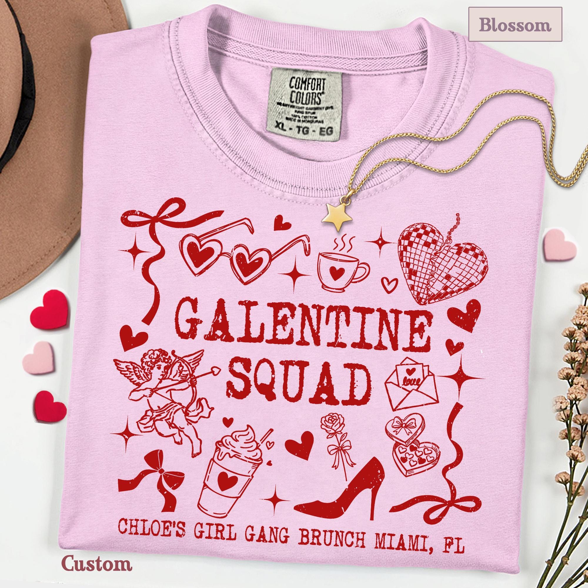 Galentine Squad Shirt, Custom Galentines Gift Ideas, Personalized Galentine Bruch TShirt, Girls Night Tee