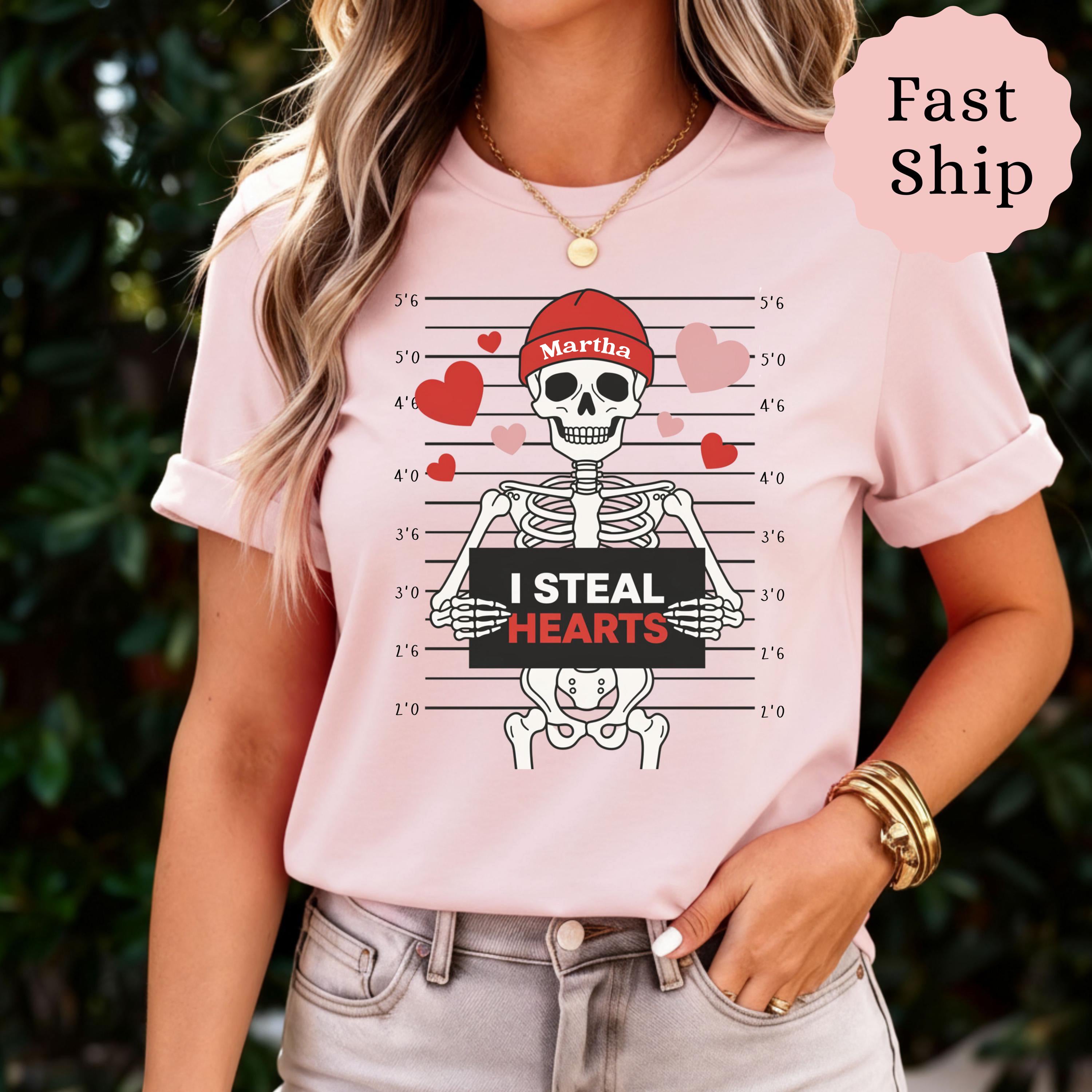 I Steal Hearts Valentines Shirt, Skeleton Valentines Day Tee,Funny Skeleton Tshirt,Funny Valentines Day Shirt, Valentines Gift