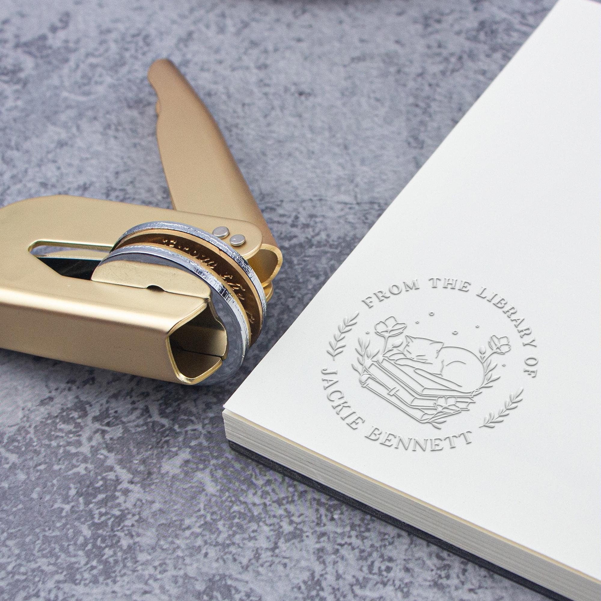 CUSTOM EMBOSSER / book stamp / library embosser /From the Library of embosser/Cat Lover Gifts/Book Lover Gifts