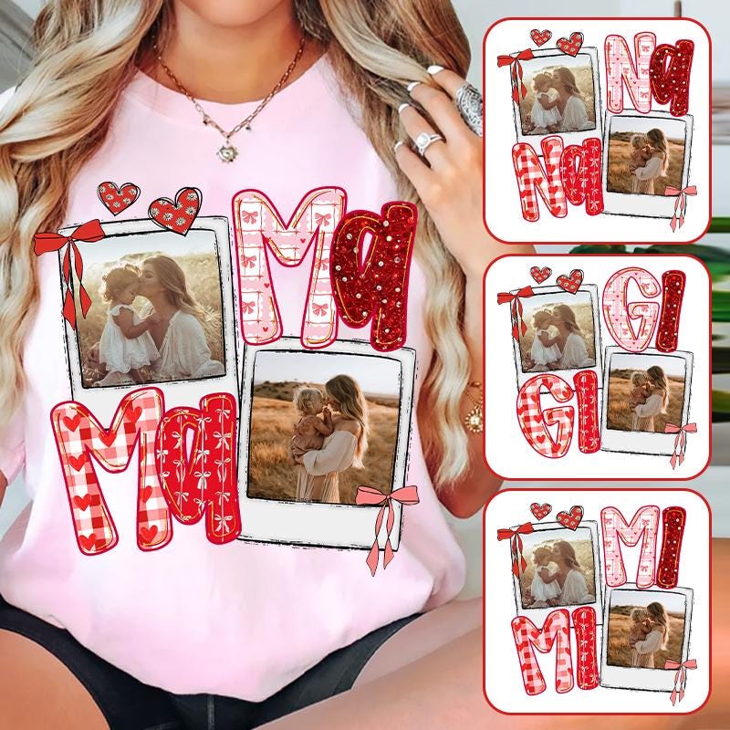 Preppy Mama Valentine Glitter Photo, Mimi Nana Gigi Coquette Bow Valentine, Leopard valentine, Heart Valentine, Valentine