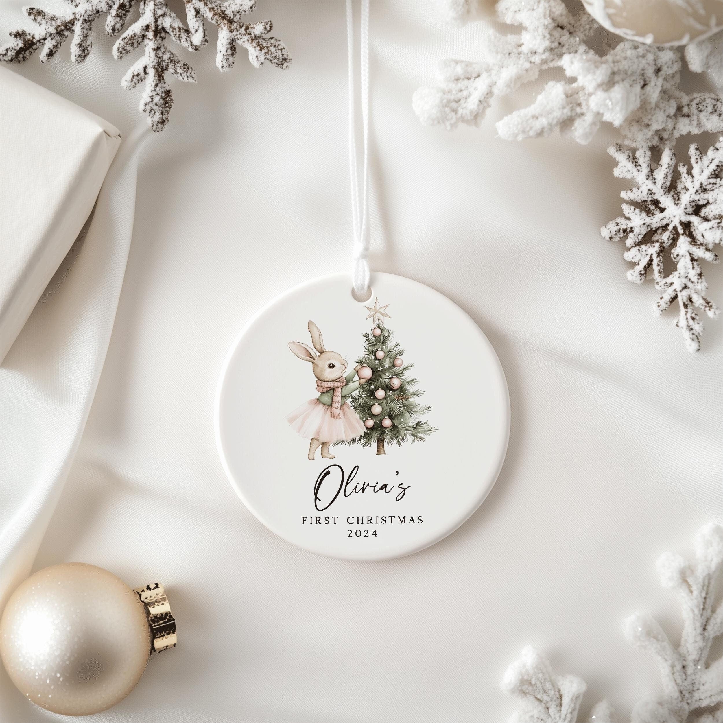 Baby Girl First Christmas Ornament, Personalized Baby Christmas Ornament, Baby's First Christmas