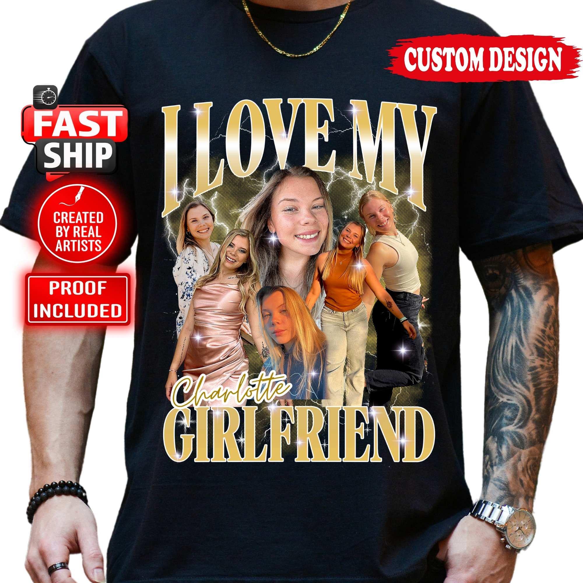 Comfort Colors Custom Girlfriend Shirt, Personalized Birthday Bootleg Shirt, Anniversary Face Shirt, Boyfriend Shirt, Bachelorette Surprise