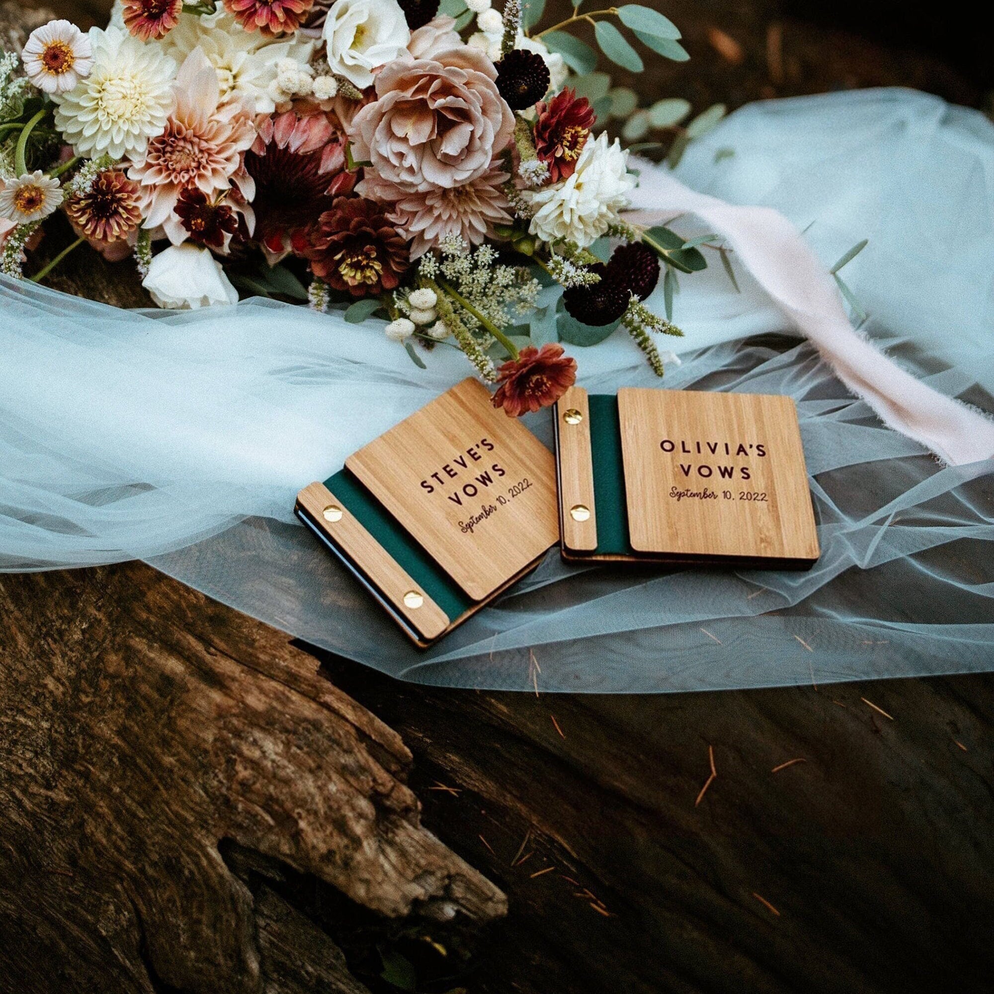 Wedding Vow Books, Vow Booklet, His and Her Vow Books, Wedding Ceremony Books, Our Vows, Custom Wooden Vow Books | Single Book or Set of 2