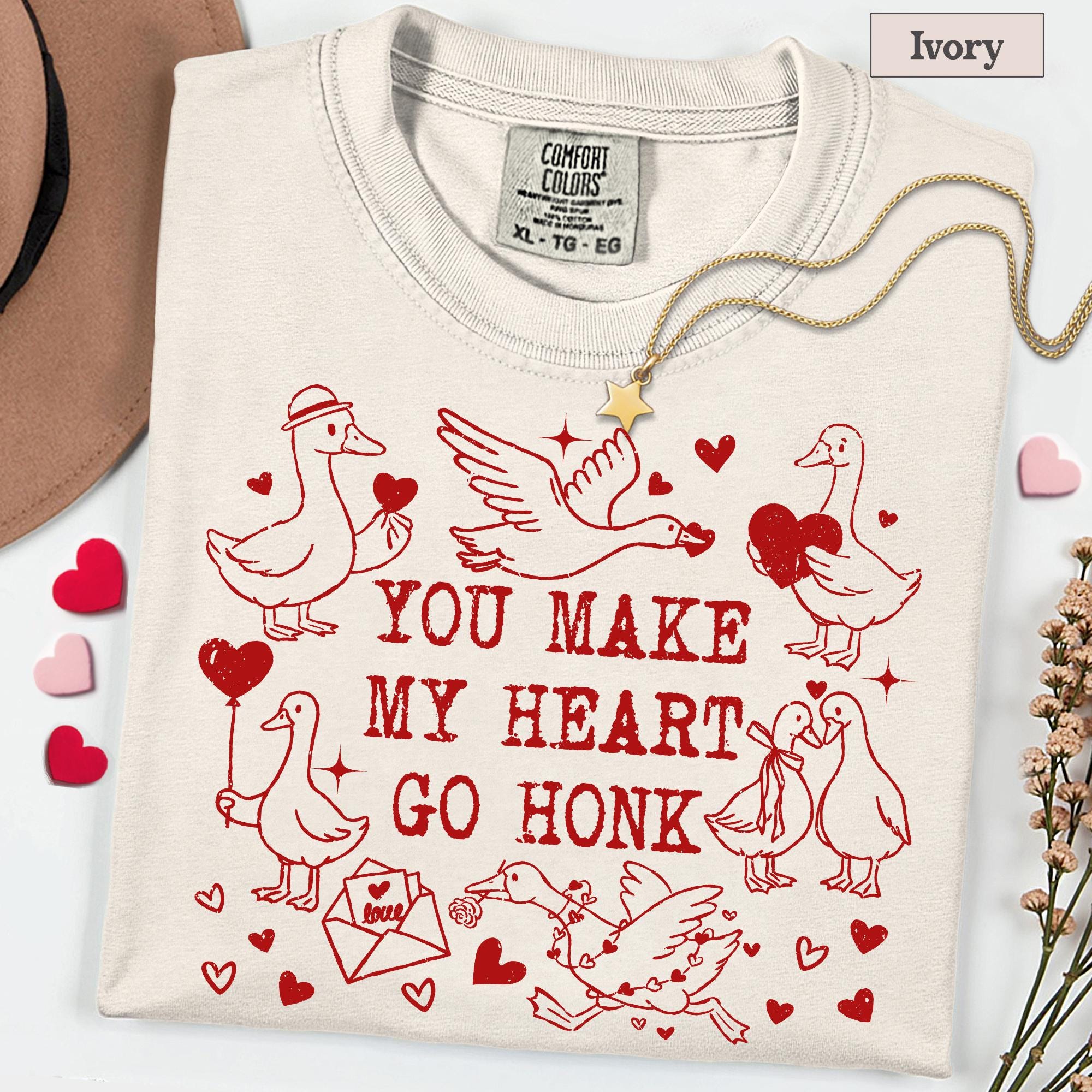 You Make My Heart Go Honk shirt, Valentine Goose T-shirt, Goose valentines Tee, Gift for Here