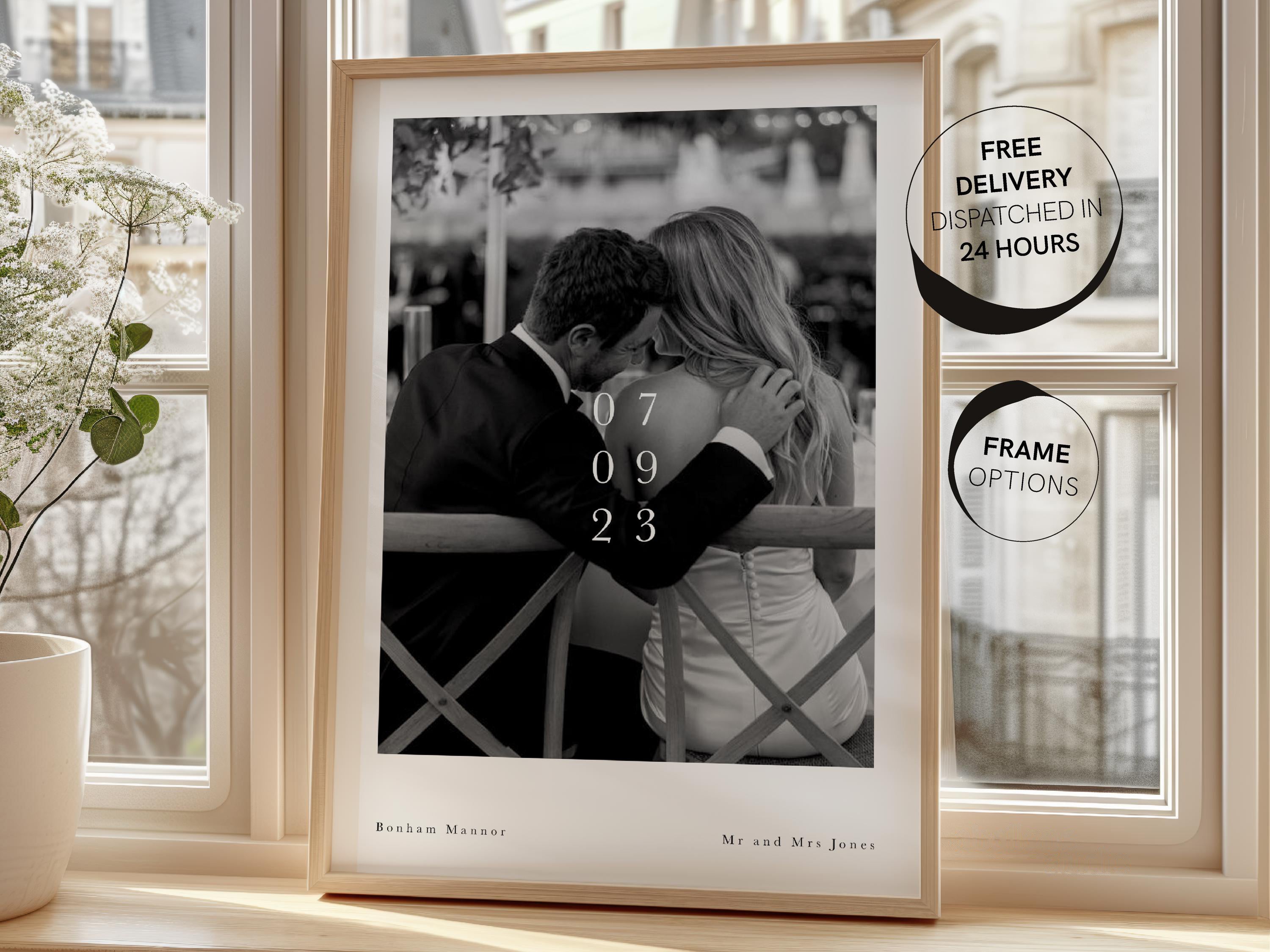 Personalised Date Photo Print custom 1st Anniversary Gift Paper Anniversary Print Sentimental Wedding Gift Engagement photo gift new home