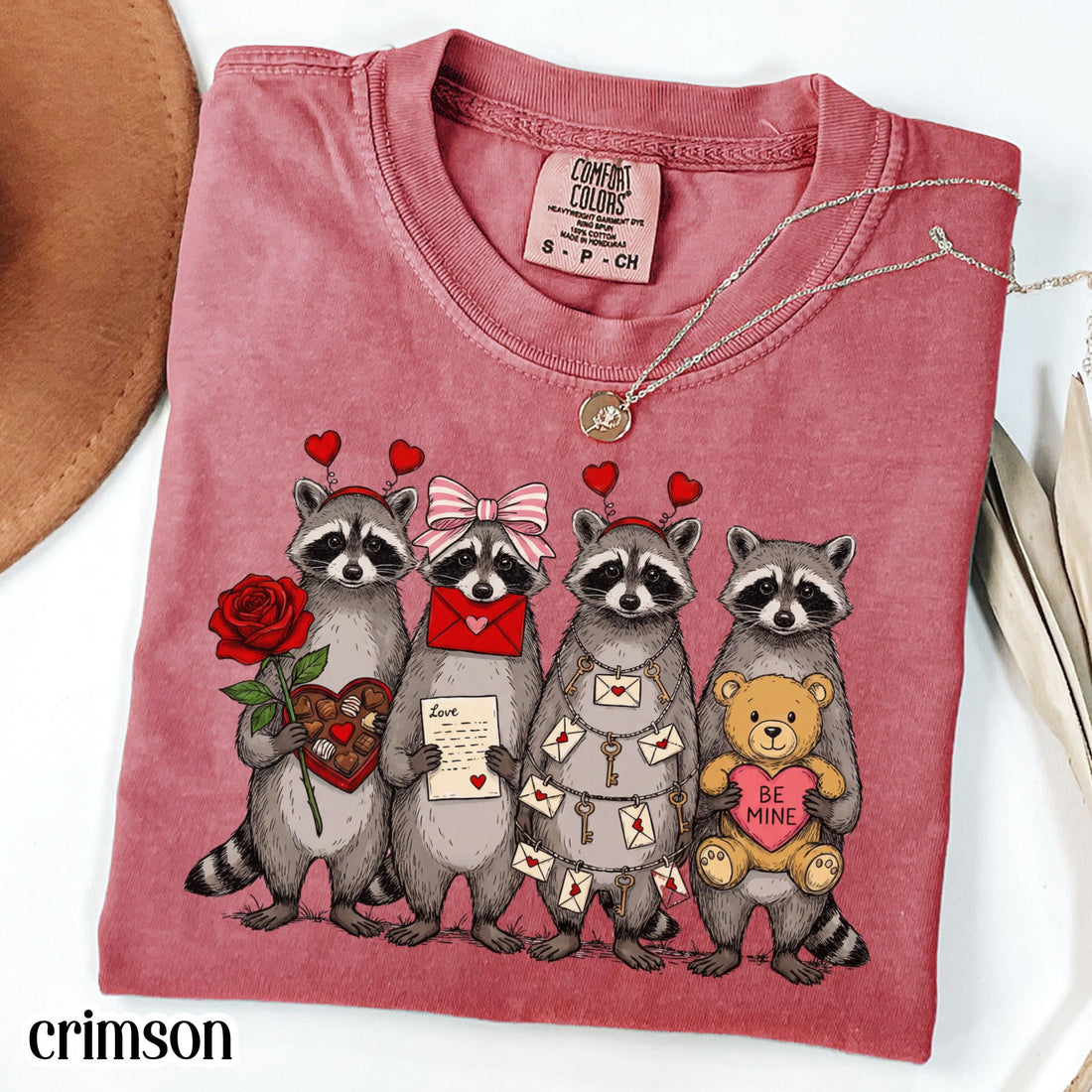 Raccoon Valentines Day Comfort Colors Shirt Feral Raccoon Tshirt Funny Coquette Love Tee Be Mine XOXO Heart Vday T-shirt Gift For Girlfriend