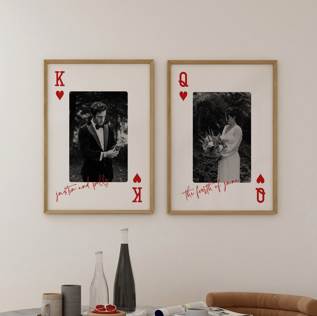Custom Duo Card Wedding Prints Sentimental 1st Anniversary Gift Vegas Bride and Groom Above Bed Decor Paper Anniversary Wedding Album Gift