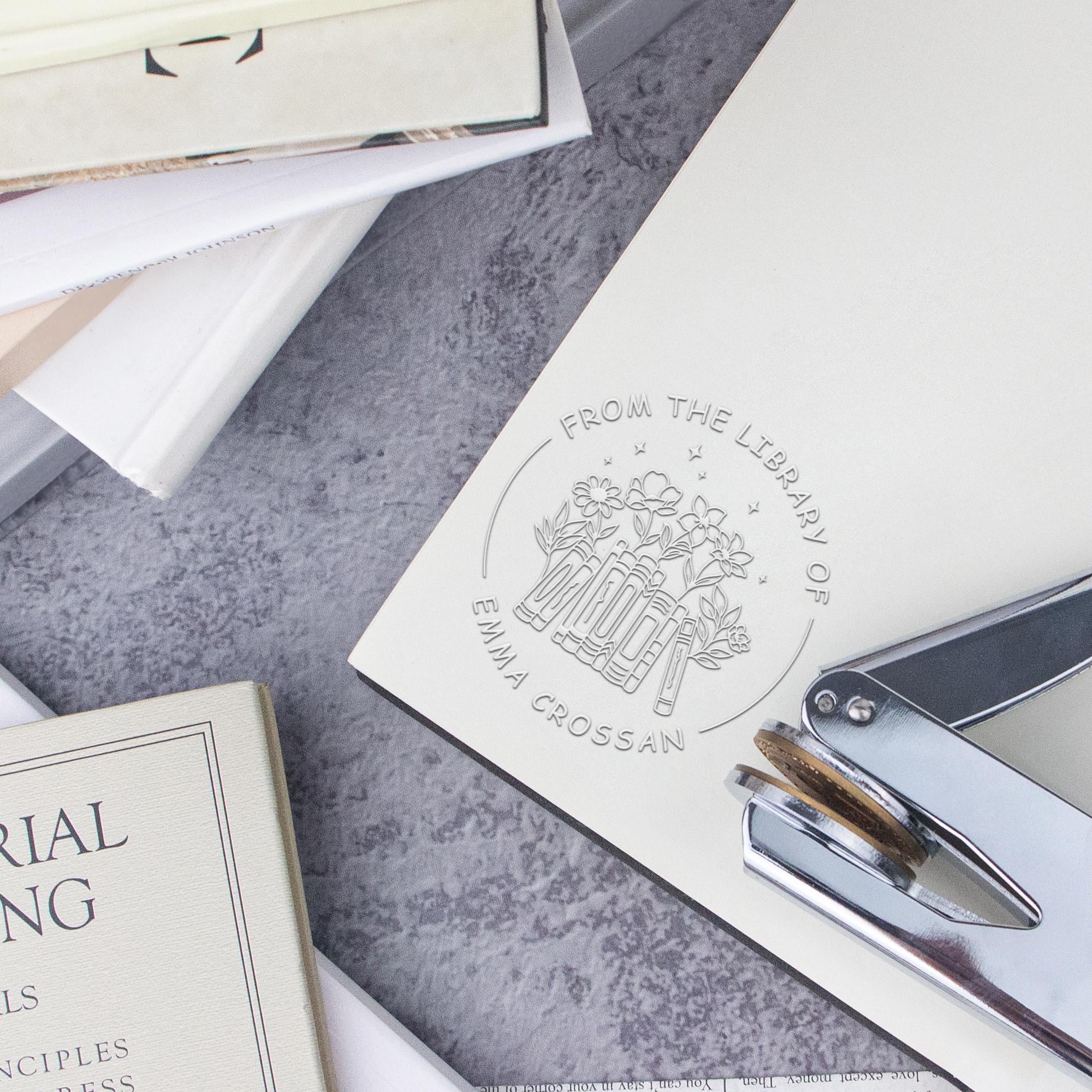 CUSTOM EMBOSSER / book stamp / library embosser /From the Library of embosser/Cat Lover Gifts/Book Lover Gifts