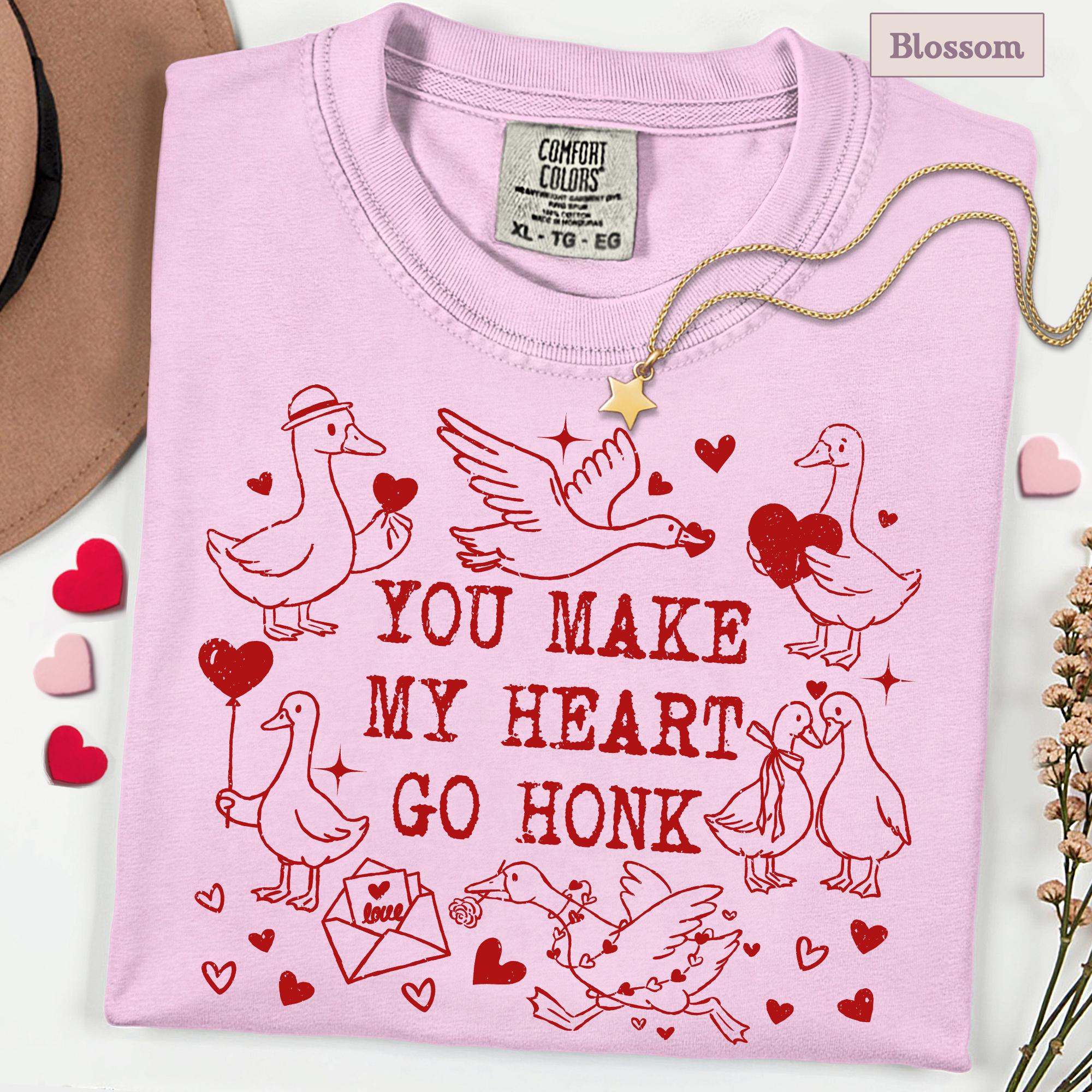 You Make My Heart Go Honk shirt, Valentine Goose T-shirt, Goose valentines Tee, Gift for Here