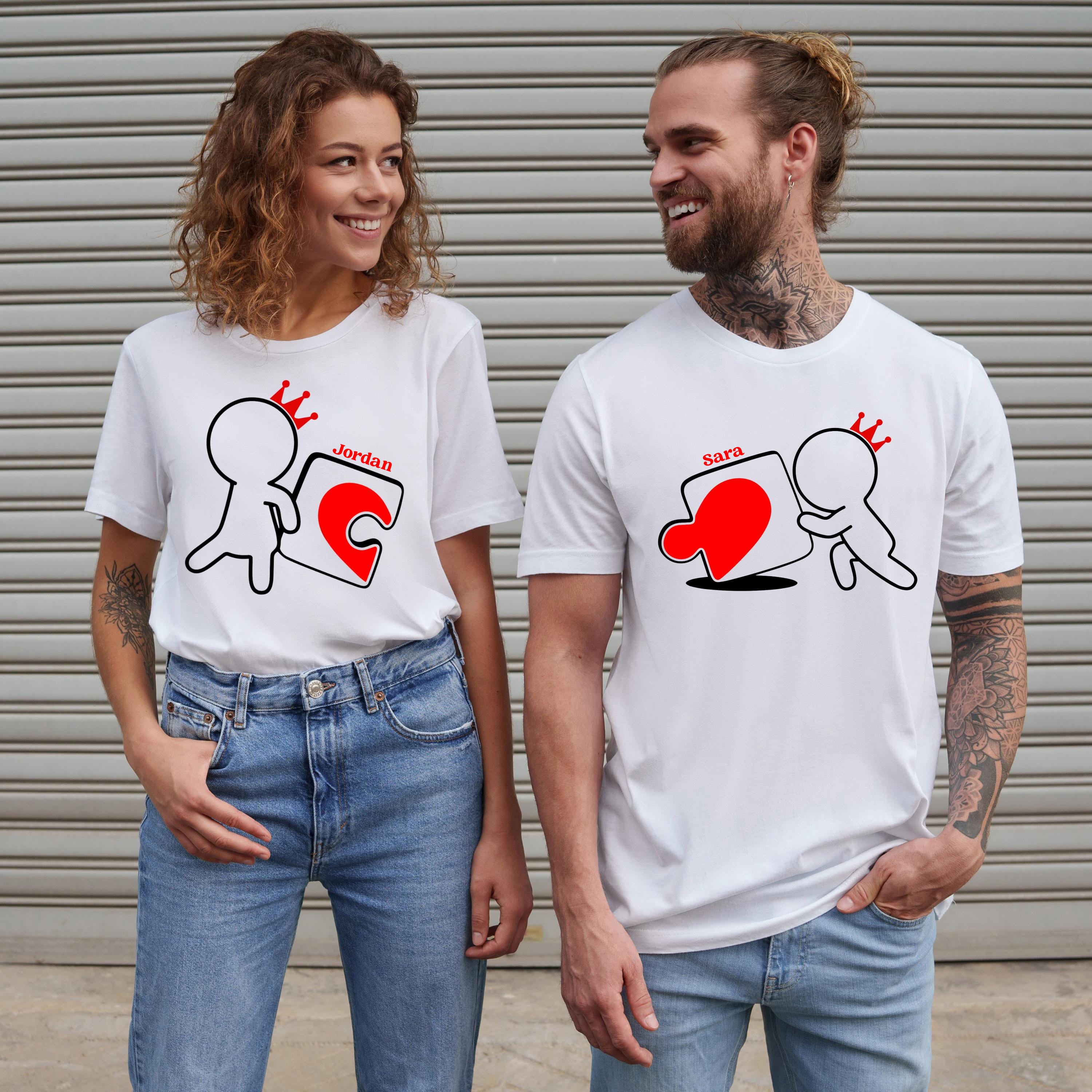 Couple Valentine Shirt, Matching Puzzle Heart Tshirt, Valentines Couples Gift, Funny Valentine Tees