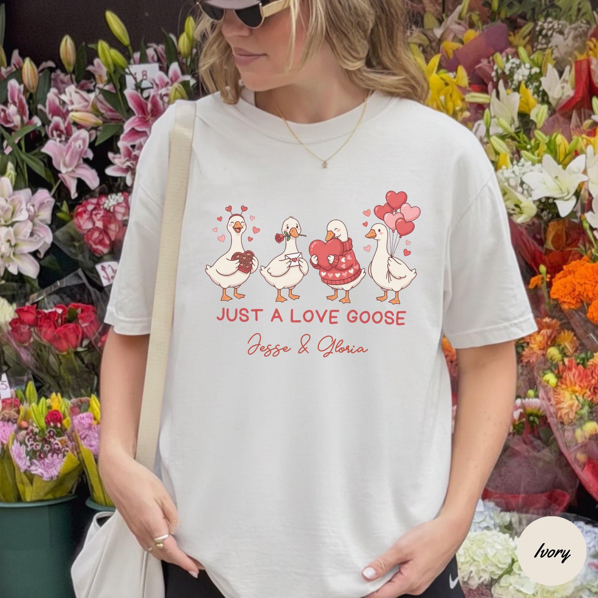 Just a Love Goose Valentines Day Shirt, Comfort Colors® Funny Valentine T-Shirt, Romantic Goose Tee, Cute Goose Lover Valentines Day Gift