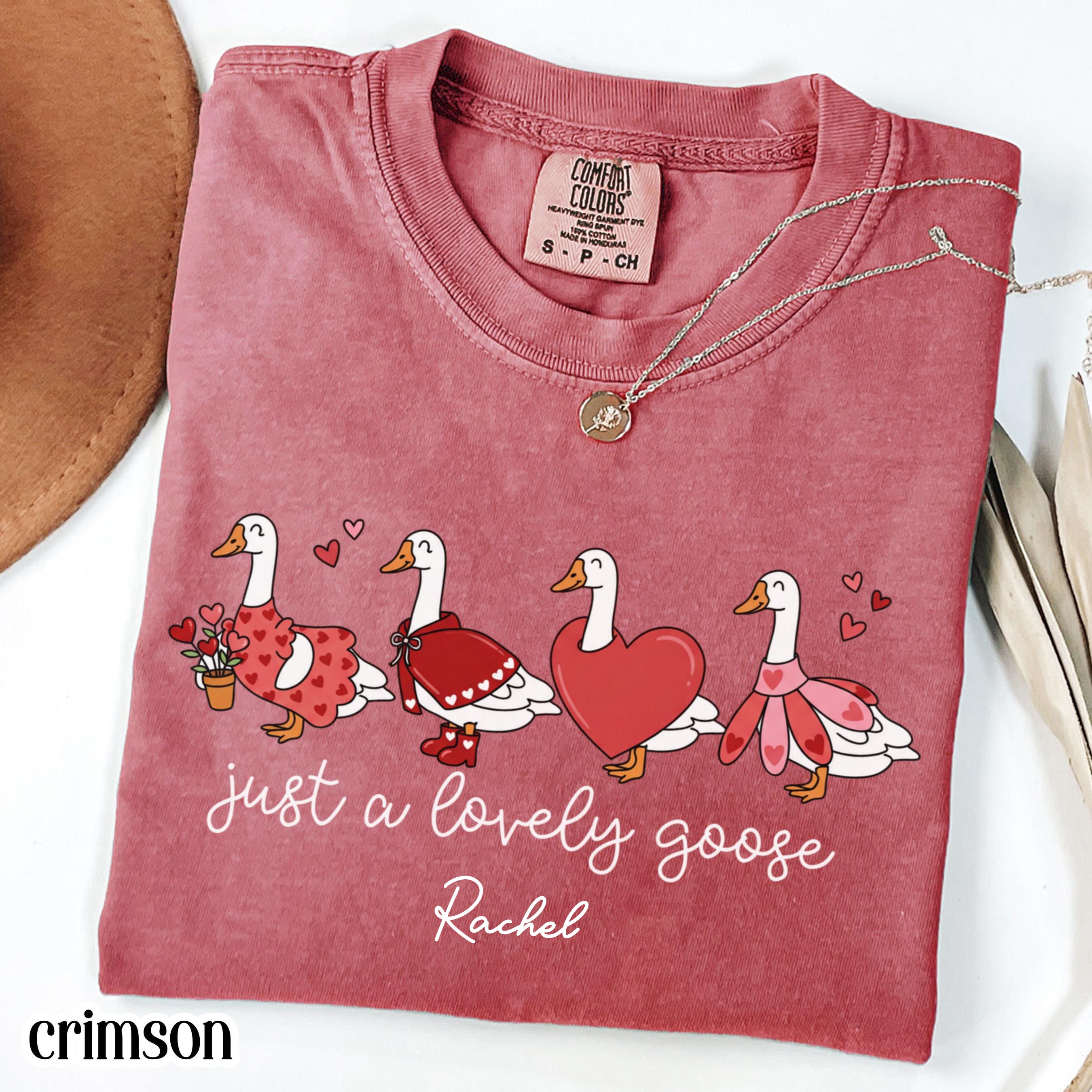Valentines Day Comfort Colors Shirt Vday Goose T-Shirt Silly Animal Duck Tee V-day Cute Love Goose Outfit Idea Valentine's Day Tshirt Women