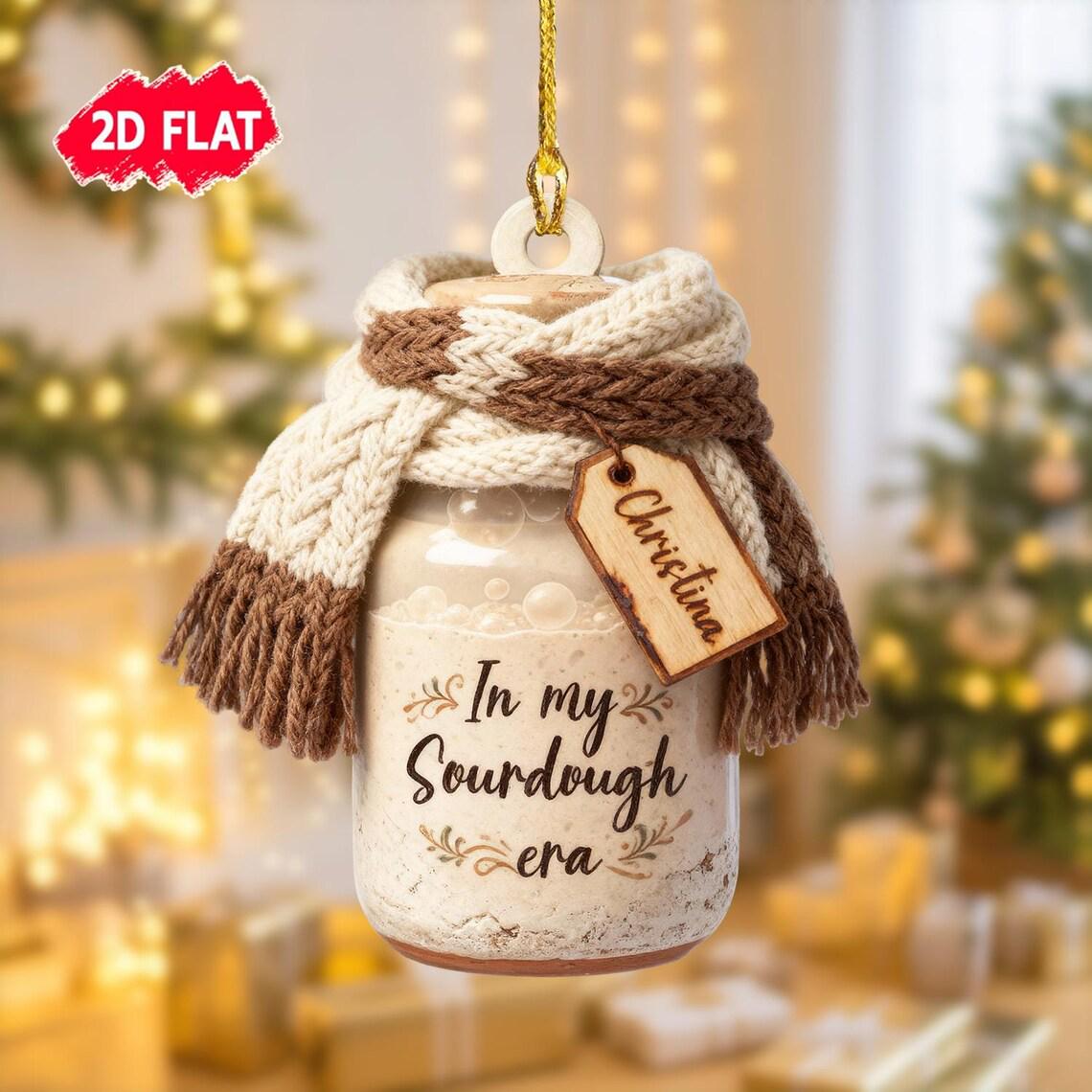 Personalized Sourdough Starter Jar Christmas Ornament, Sourdough Bread Ornament, Sourdough Ornament Gift, Baking Lovers Gift,Sourdough Lover