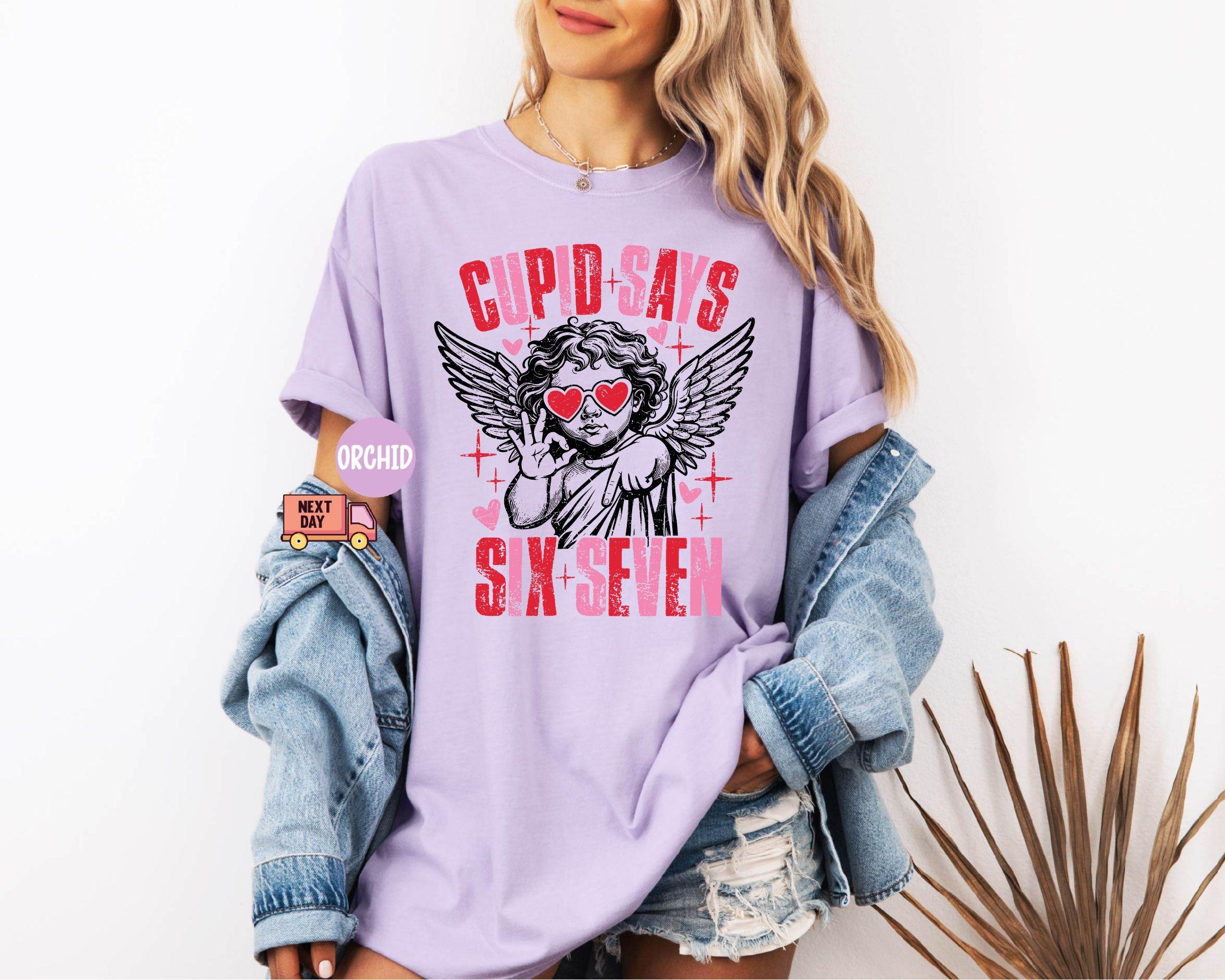Comfort Colors® Cupid Days 67 Love Graphic T-Shirt, Funny 6 7 Valentines Day T-Shirt, 6 7 Funny Number Meme T-Shirt, Valentines Day T-Shirt