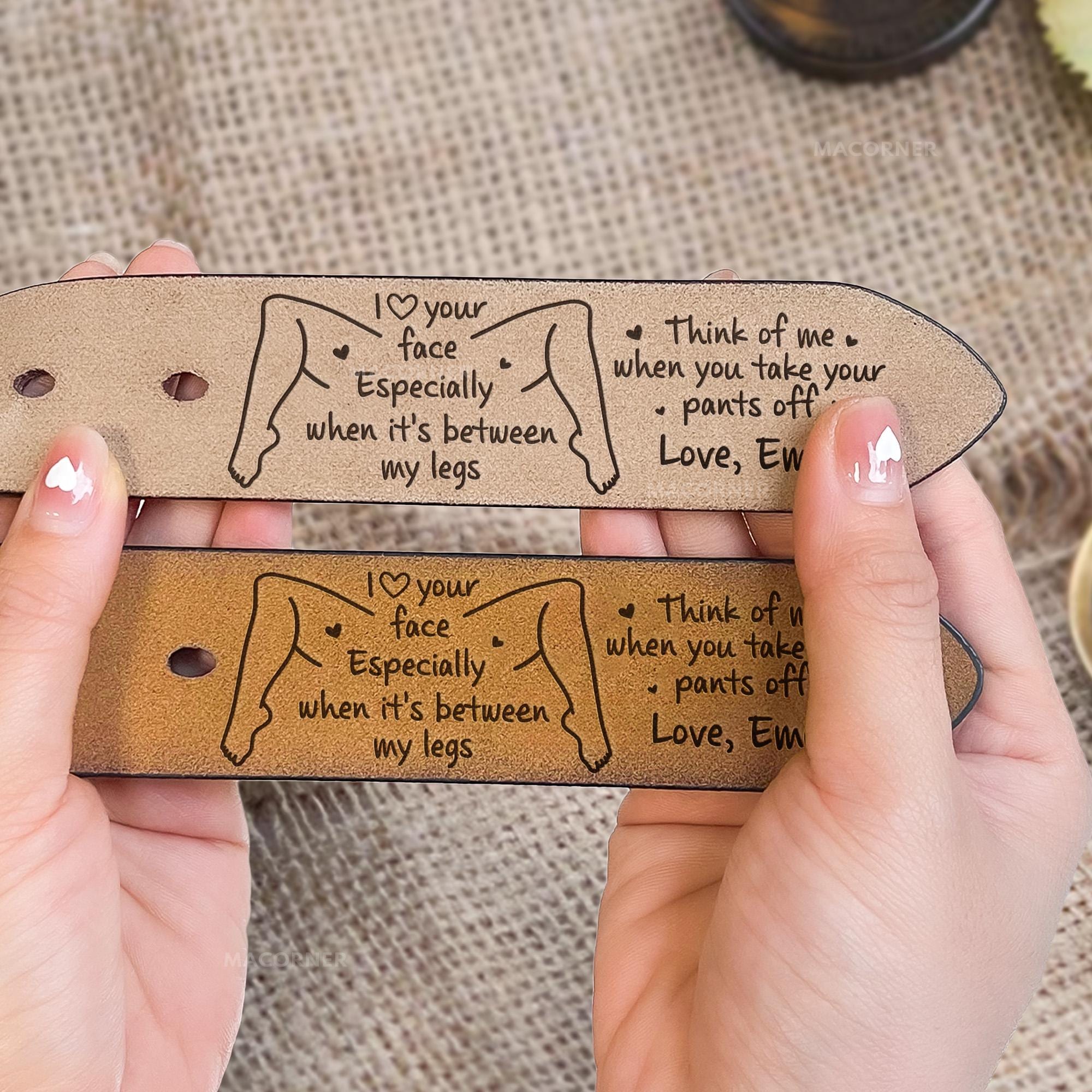 I Love Your Face Especially When It's Between My Legs Leather Belt, Custom Engraved Leather Belt, Anniversary Gift For Boyfriend Husband