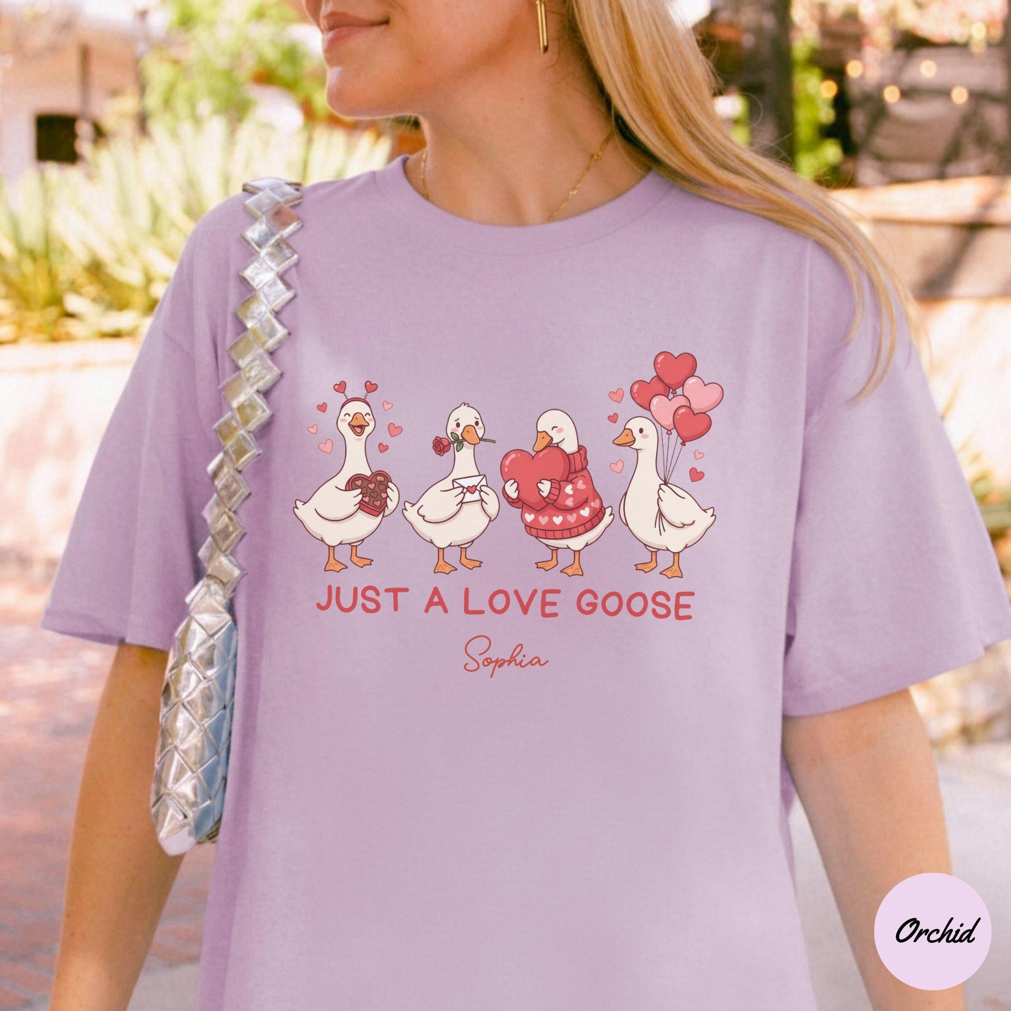 Just a Love Goose Valentines Day Shirt, Comfort Colors® Funny Valentine T-Shirt, Romantic Goose Tee, Cute Goose Lover Valentines Day Gift