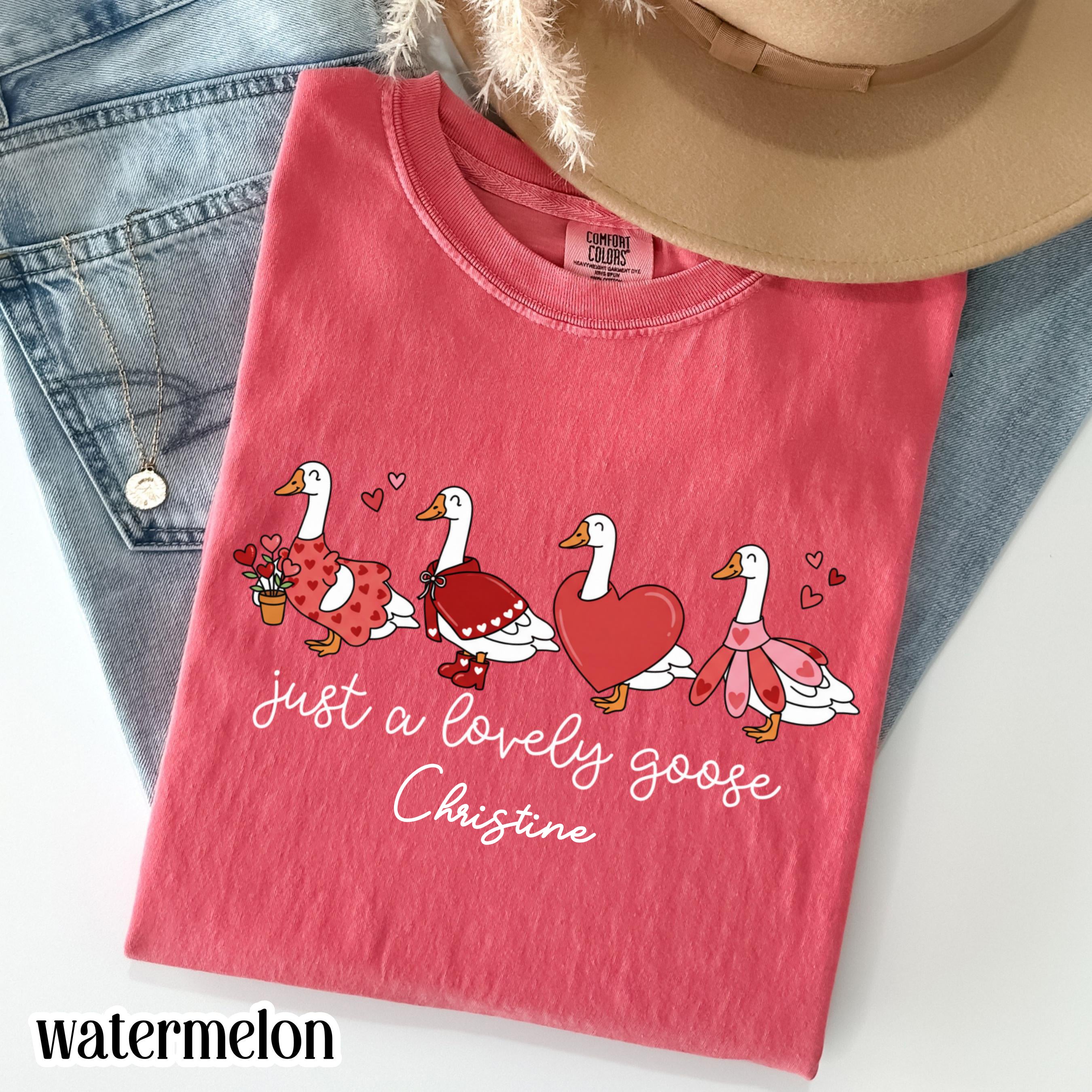 Valentines Day Comfort Colors Shirt Vday Goose T-Shirt Silly Animal Duck Tee V-day Cute Love Goose Outfit Idea Valentine's Day Tshirt Women