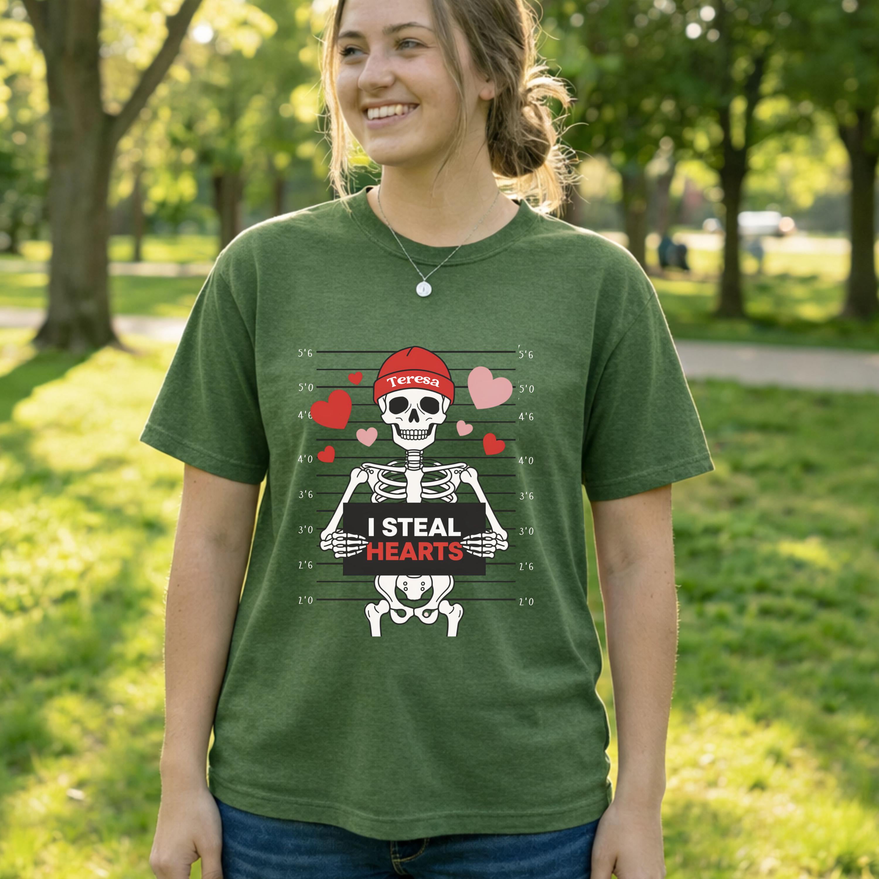 I Steal Hearts Valentines Shirt, Skeleton Valentines Day Tee,Funny Skeleton Tshirt,Funny Valentines Day Shirt, Valentines Gift