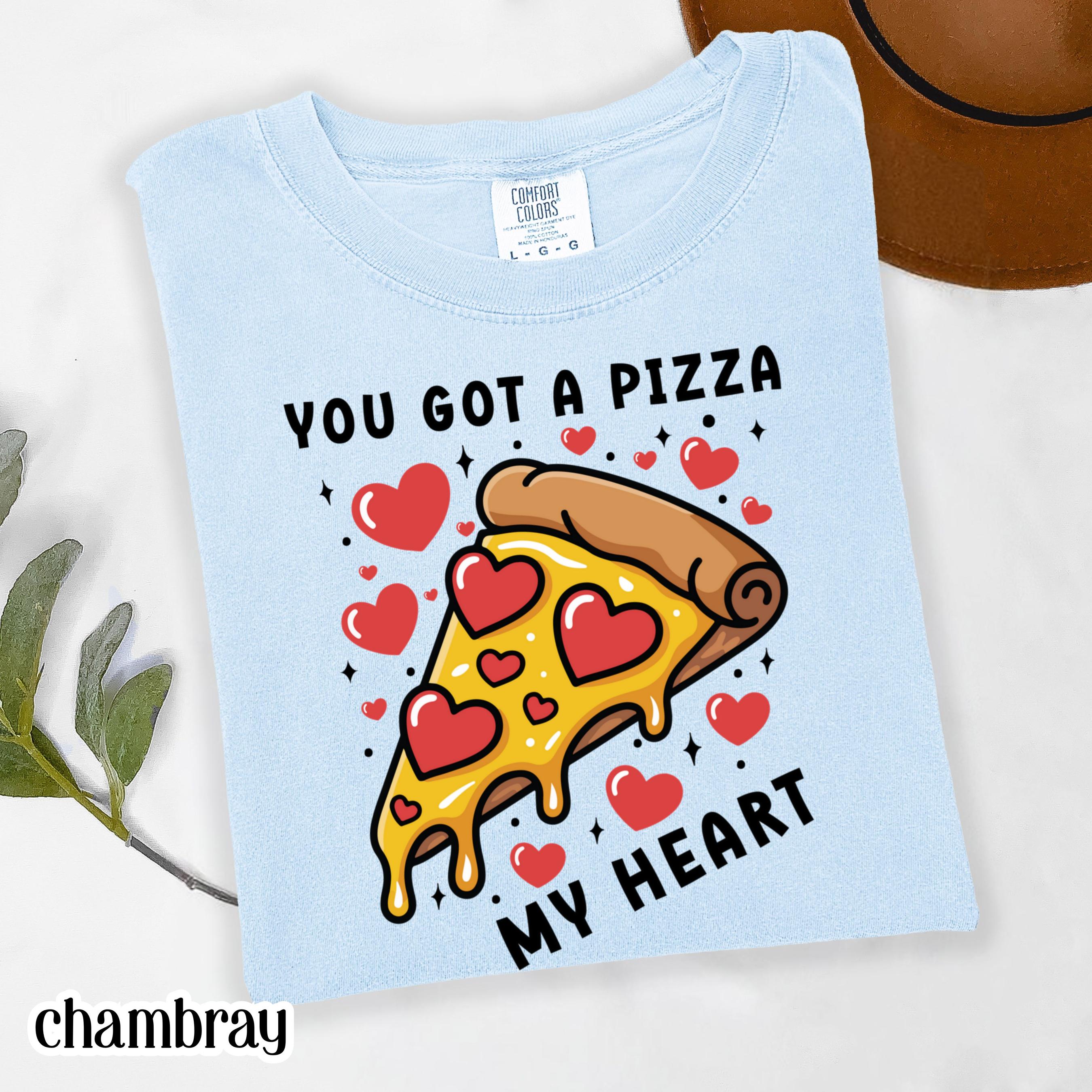 Valentines Day Comfort Colors Shirt Pizza My Heart T-Shirt Funny Vday Food Lover Tee Pizza Heart Love Tshirt For Girlfriend Boyfriend