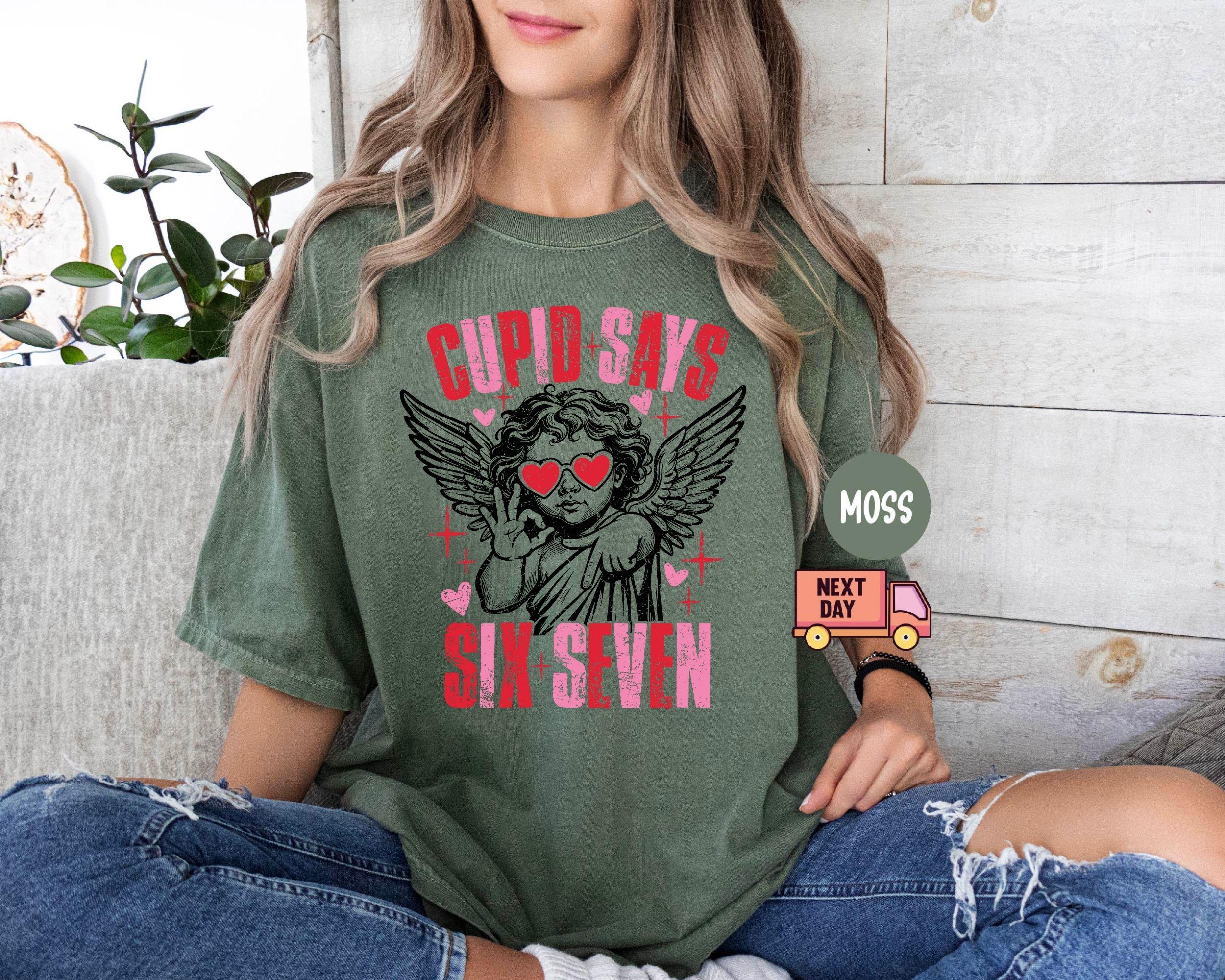 Comfort Colors® Cupid Days 67 Love Graphic T-Shirt, Funny 6 7 Valentines Day T-Shirt, 6 7 Funny Number Meme T-Shirt, Valentines Day T-Shirt