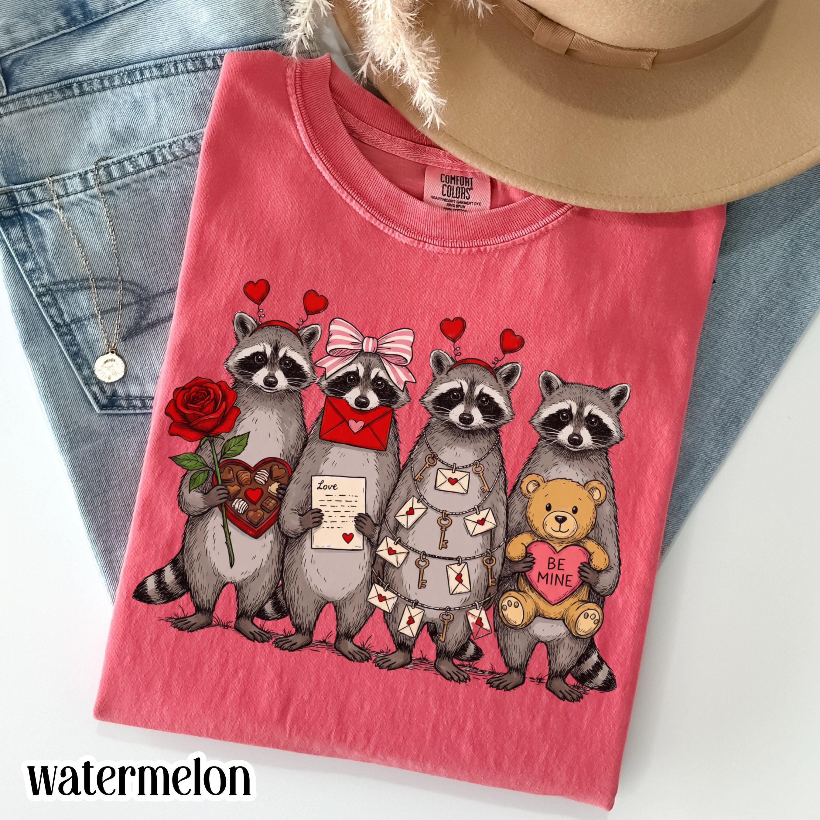 Raccoon Valentines Day Comfort Colors Shirt Feral Raccoon Tshirt Funny Coquette Love Tee Be Mine XOXO Heart Vday T-shirt Gift For Girlfriend