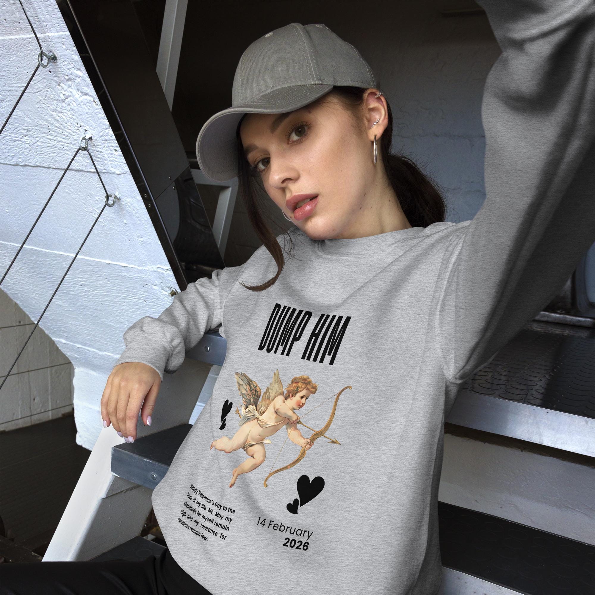 Dump Him Funny Valentine's Day Sweatshirt, Gifts for Her, V-Day Gift Ideas, Valentine's Sweater, Trendy Aesthetic, Valentine Gift, Cupid