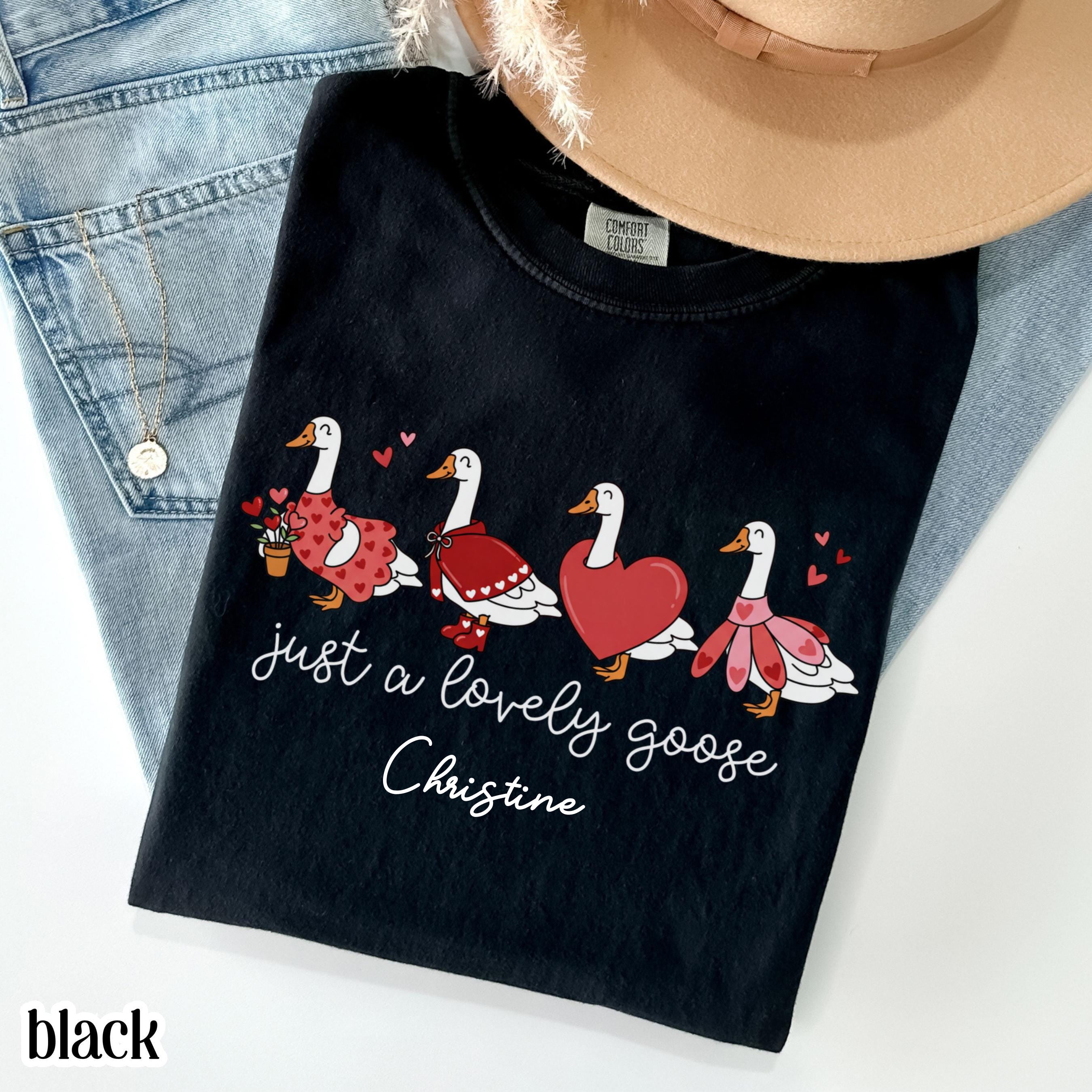 Valentines Day Comfort Colors Shirt Vday Goose T-Shirt Silly Animal Duck Tee V-day Cute Love Goose Outfit Idea Valentine's Day Tshirt Women