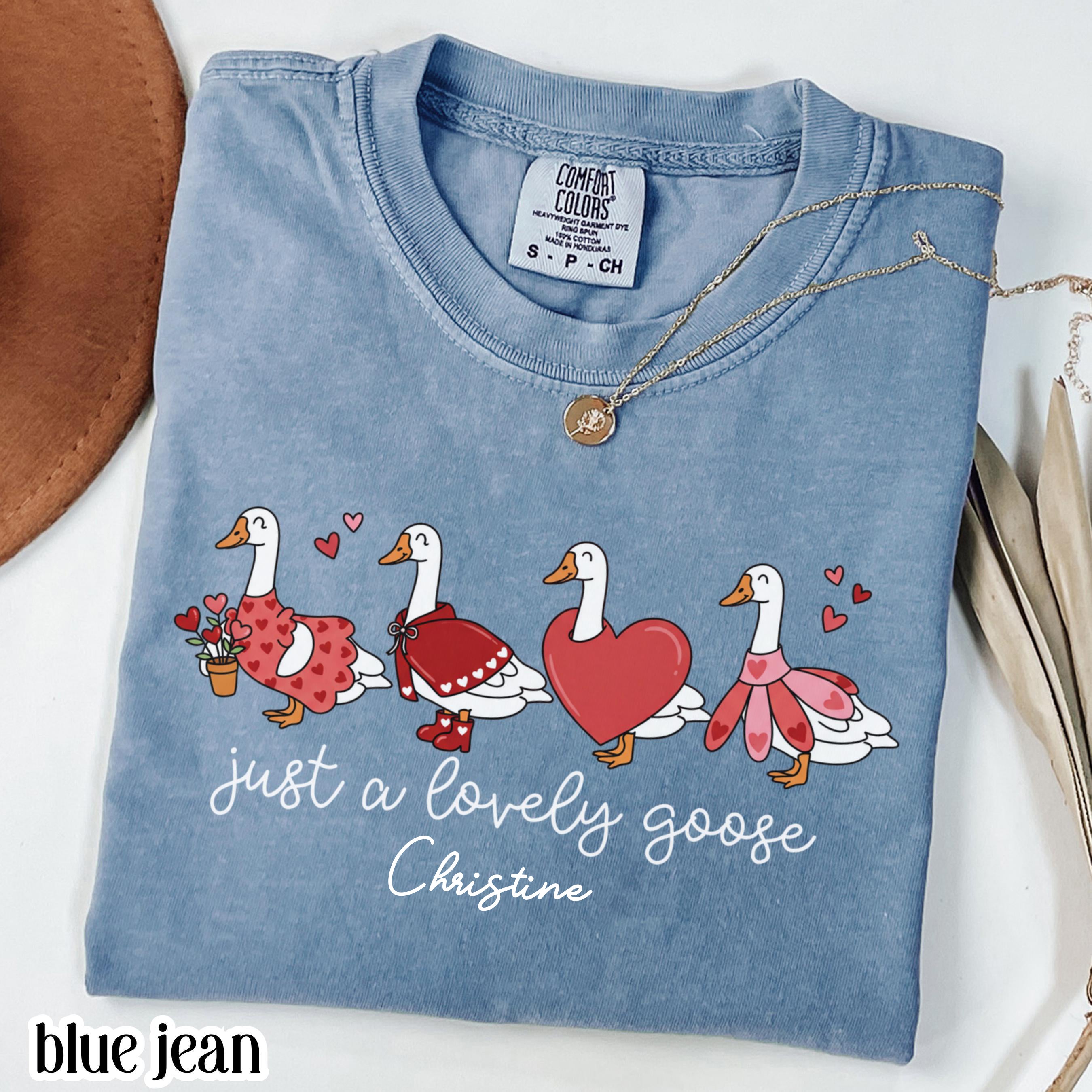 Valentines Day Comfort Colors Shirt Vday Goose T-Shirt Silly Animal Duck Tee V-day Cute Love Goose Outfit Idea Valentine's Day Tshirt Women