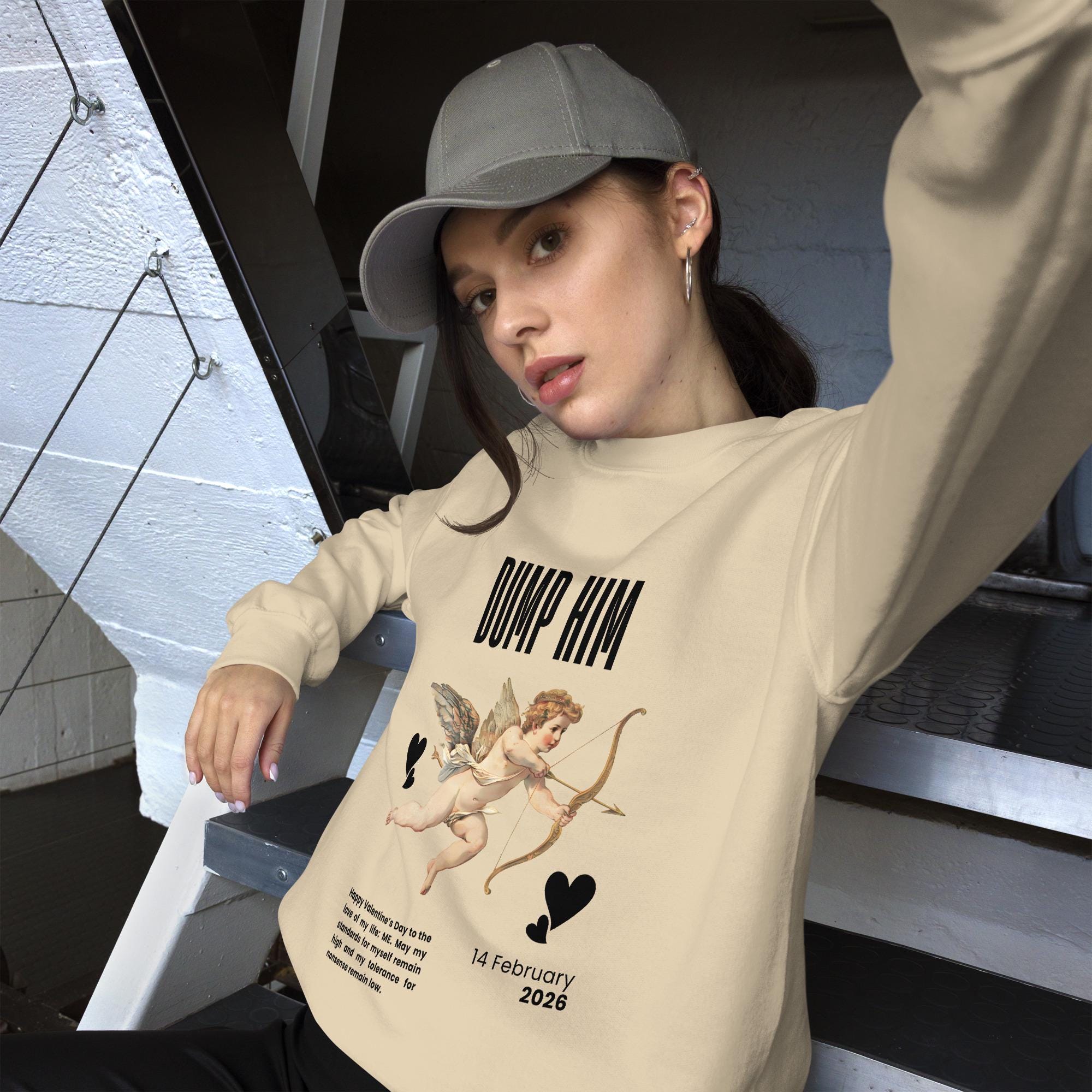 Dump Him Funny Valentine's Day Sweatshirt, Gifts for Her, V-Day Gift Ideas, Valentine's Sweater, Trendy Aesthetic, Valentine Gift, Cupid