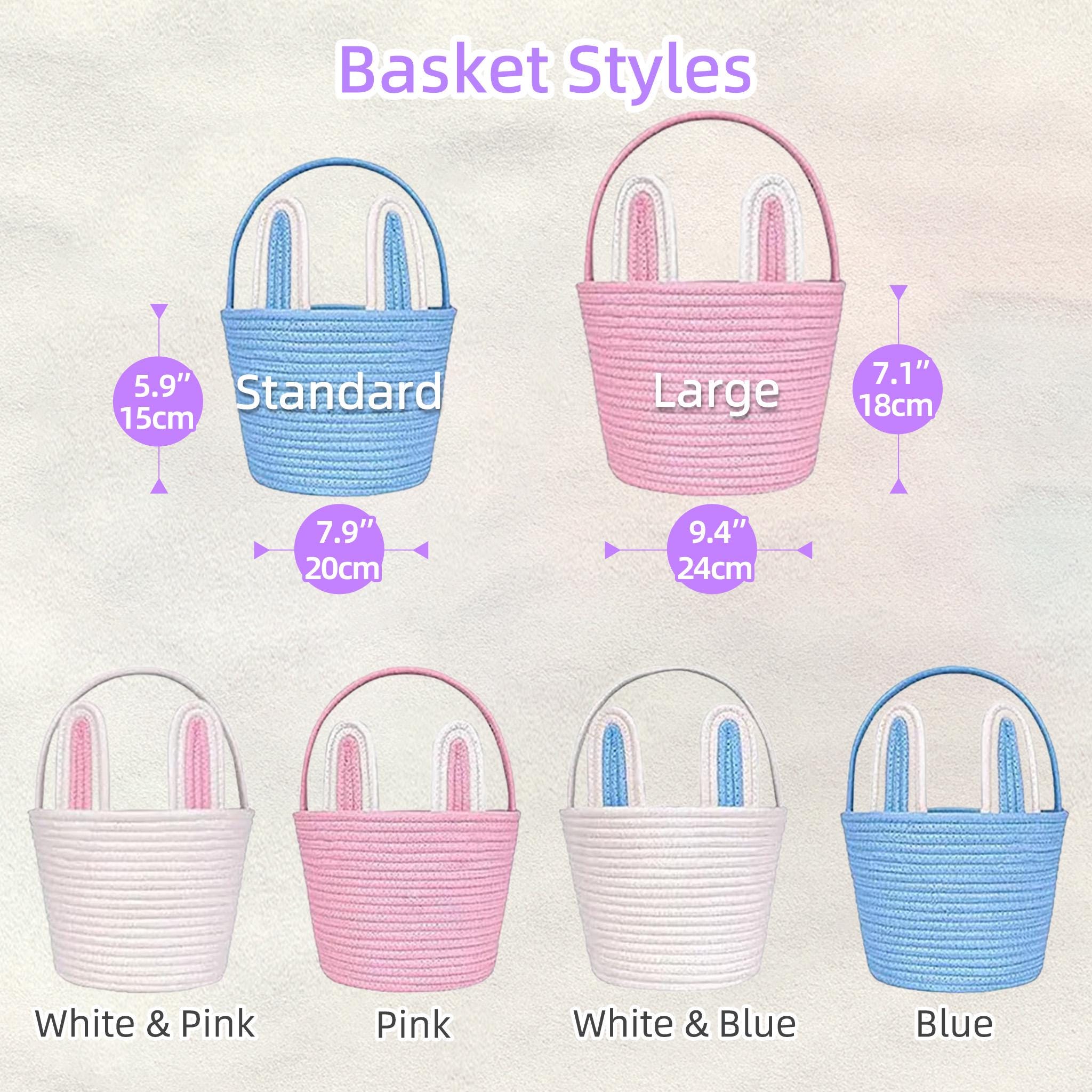 Personalized Easter Bunny Basket with Name – Cotton Rope Easter Basket for Kids, Easter Egg Hunt Gift