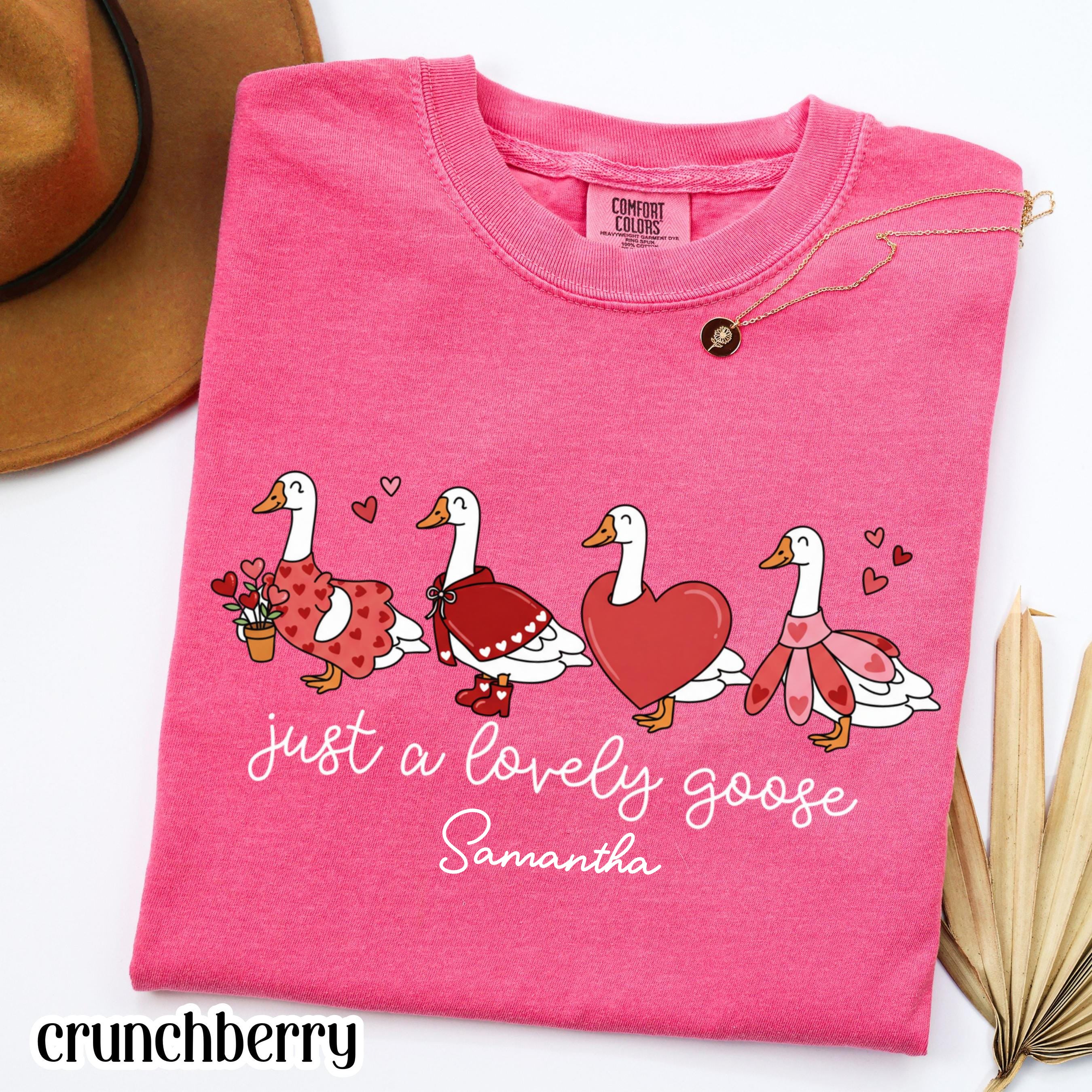 Valentines Day Comfort Colors Shirt Vday Goose T-Shirt Silly Animal Duck Tee V-day Cute Love Goose Outfit Idea Valentine's Day Tshirt Women