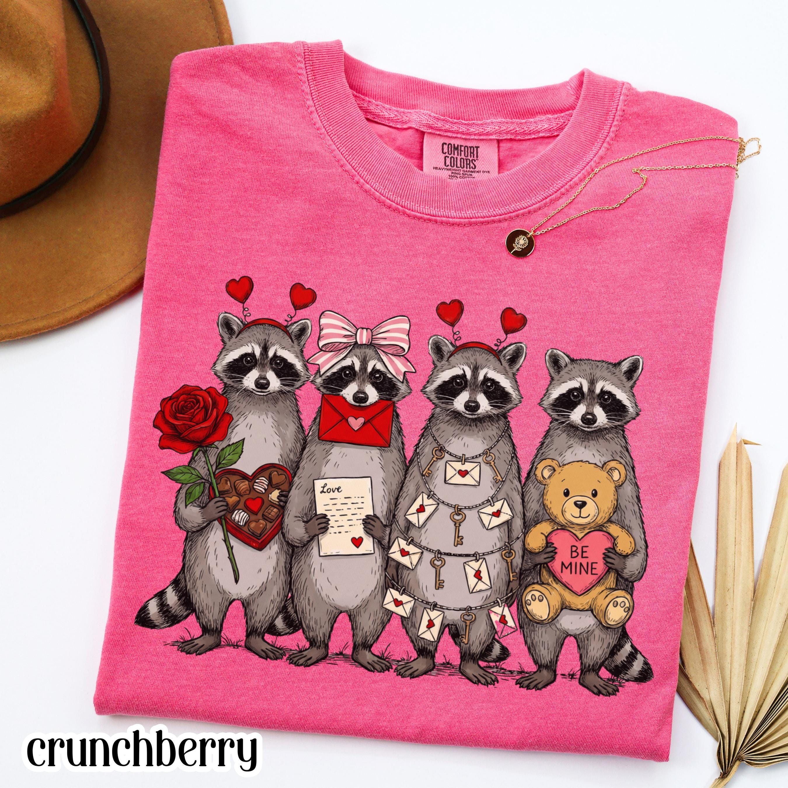 Raccoon Valentines Day Comfort Colors Shirt Feral Raccoon Tshirt Funny Coquette Love Tee Be Mine XOXO Heart Vday T-shirt Gift For Girlfriend