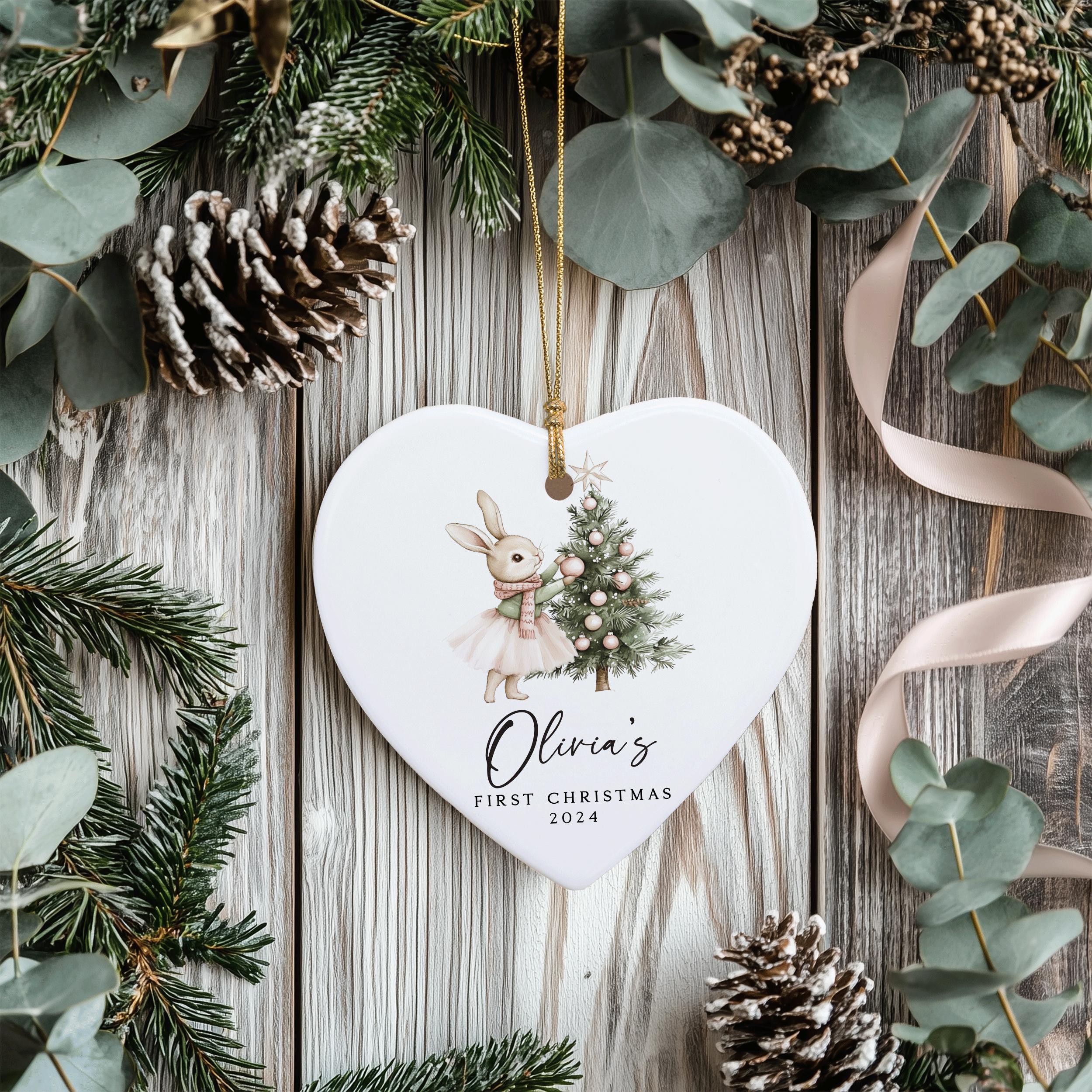 Baby Girl First Christmas Ornament, Personalized Baby Christmas Ornament, Baby's First Christmas