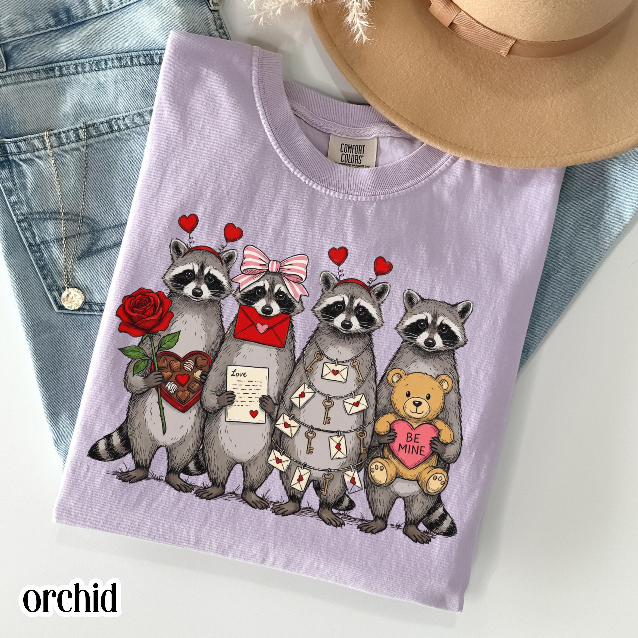 Raccoon Valentines Day Comfort Colors Shirt Feral Raccoon Tshirt Funny Coquette Love Tee Be Mine XOXO Heart Vday T-shirt Gift For Girlfriend