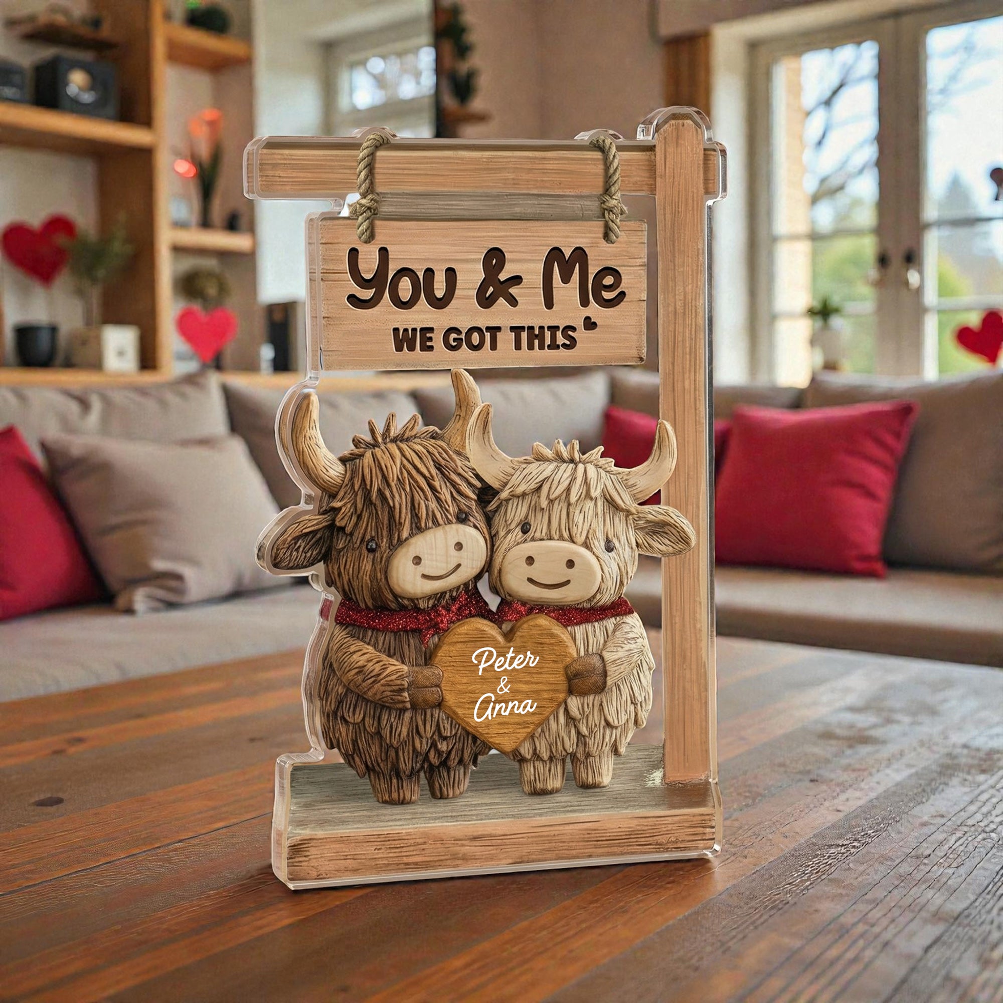 Highland Cows Couple - Personalized Acrylic Block Plaque