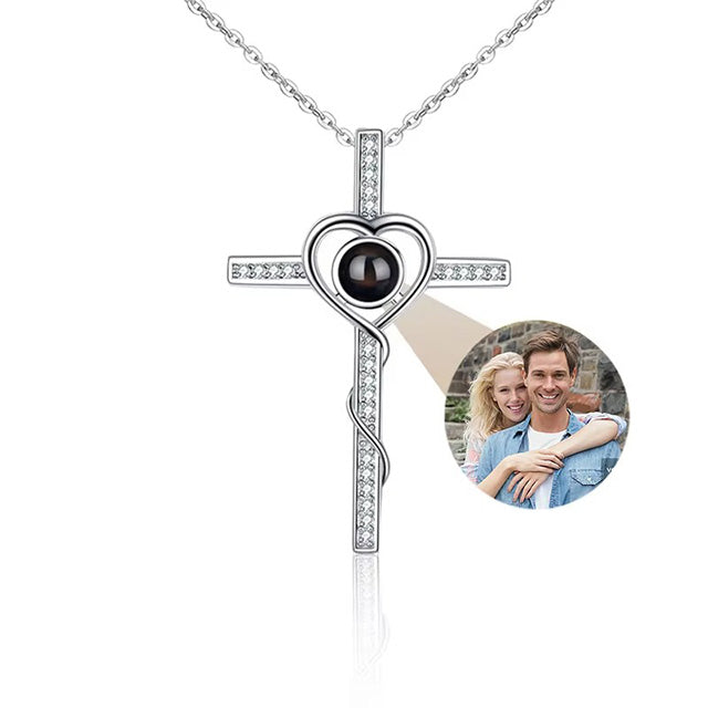 Custom Photo Necklace Projection Necklace with Picture I Love You 100 Languages Personalized Necklace Jewelry Gifts for Women