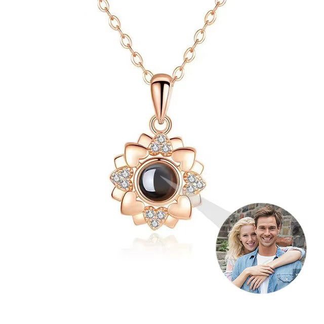 Custom Photo Necklace Projection Necklace with Picture I Love You 100 Languages Personalized Necklace Jewelry Gifts for Women