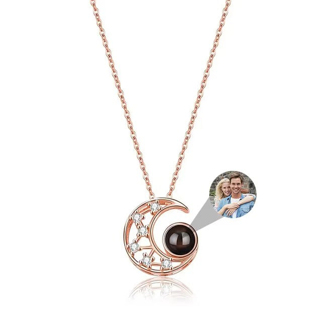 Custom Photo Necklace Projection Necklace with Picture I Love You 100 Languages Personalized Necklace Jewelry Gifts for Women