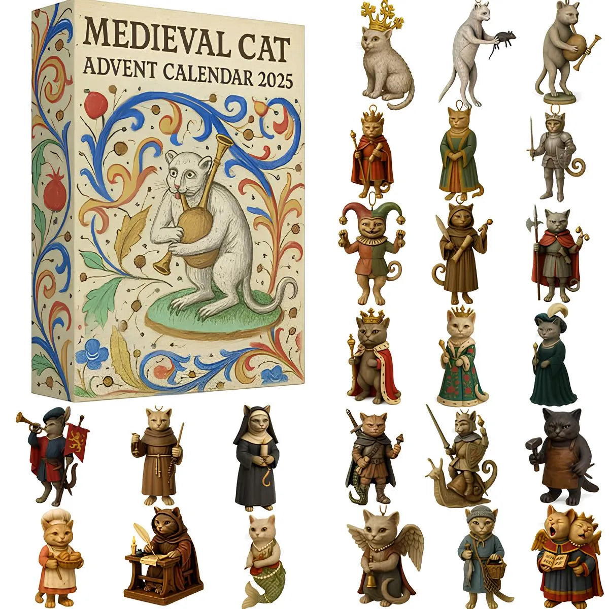 Medieval Cat Advent Calendar 2025: Resin Feline Figurines