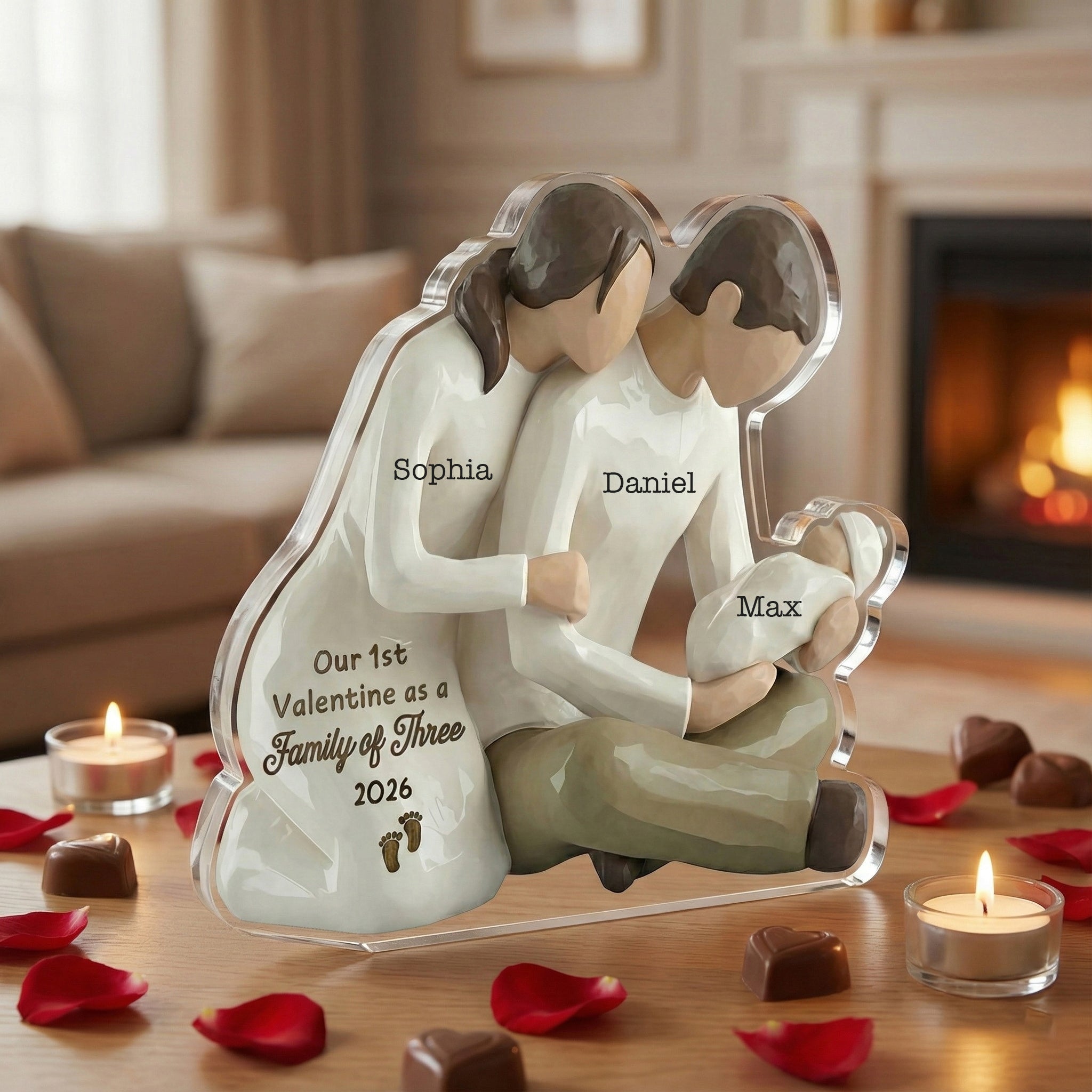 My family valentine with dog - Personalized Acrylic Block Plaque