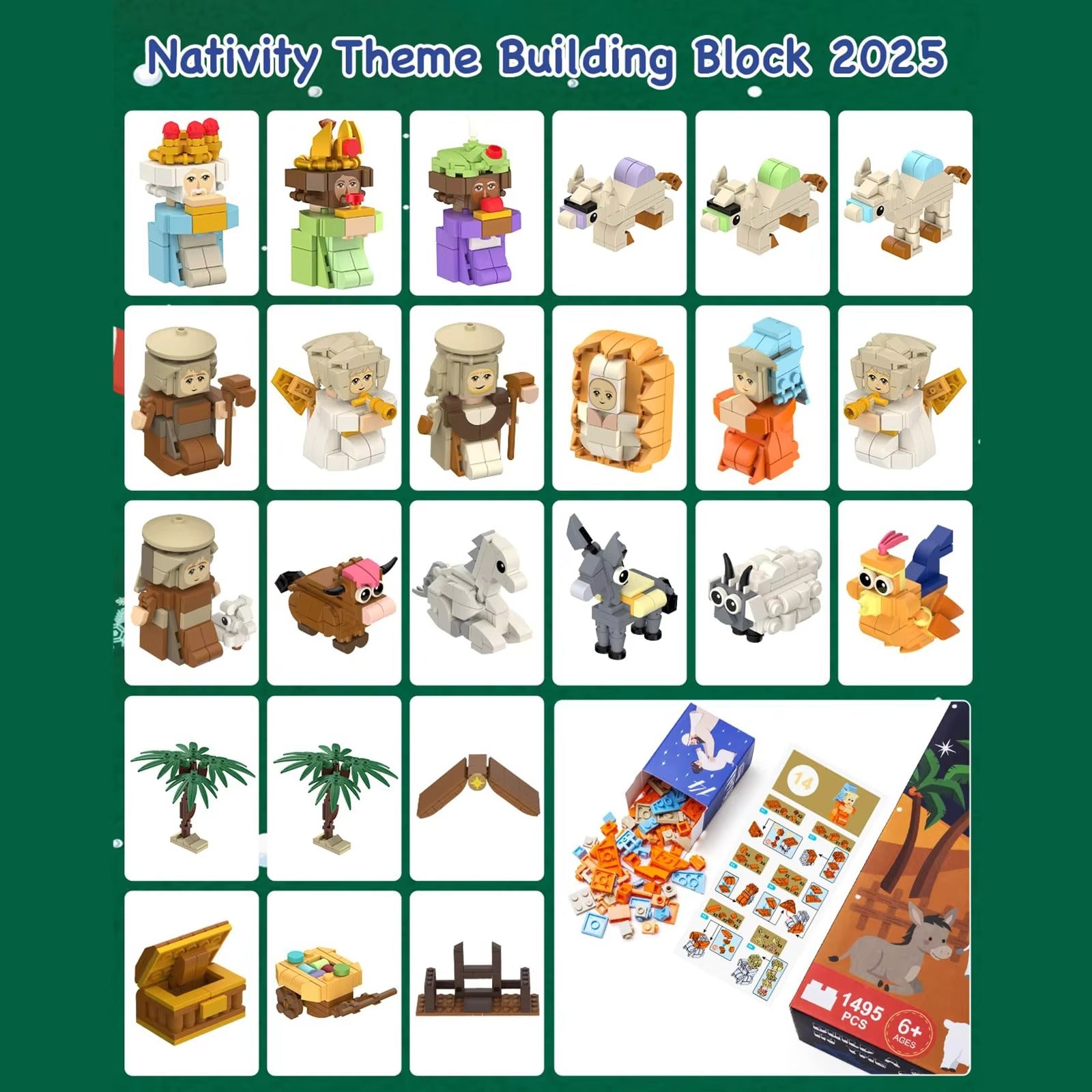 Advent Countdown Calendar Nativity Advent Calendar 2025 Building Blocks 24 Days Building Blocks Kits Gifts for Kids Adults