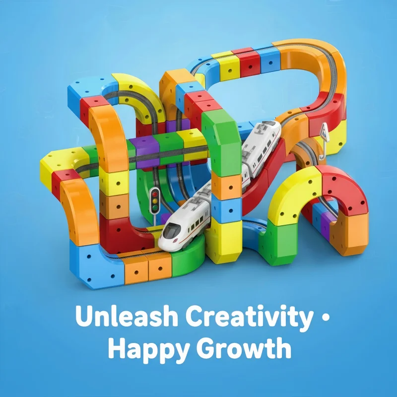 Versatile Rail Race Car Building Set for Kids DIY Race Car Train Traffic Signs STEM Toy for Boys Girls Sensory Puzzle Gift