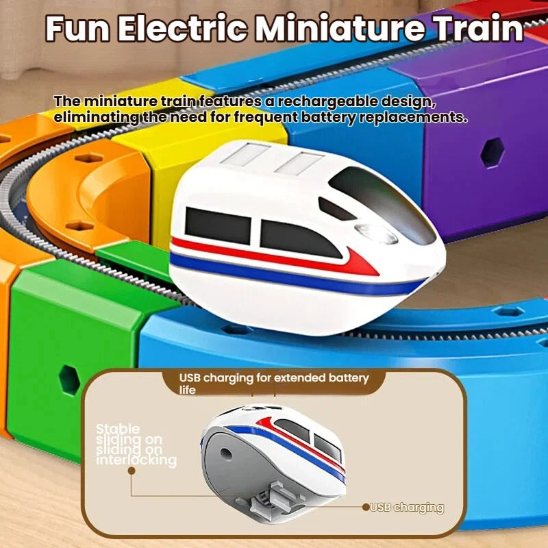 Versatile Rail Race Car Building Set for Kids DIY Race Car Train Traffic Signs STEM Toy for Boys Girls Sensory Puzzle Gift