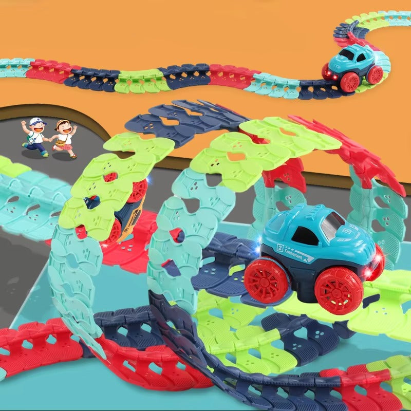 Kid Changeable Track with LED Magic Race Car Racing Track Set Flexible Railway Assembled Roller Gift for Boy Toy 3-14 Years Old