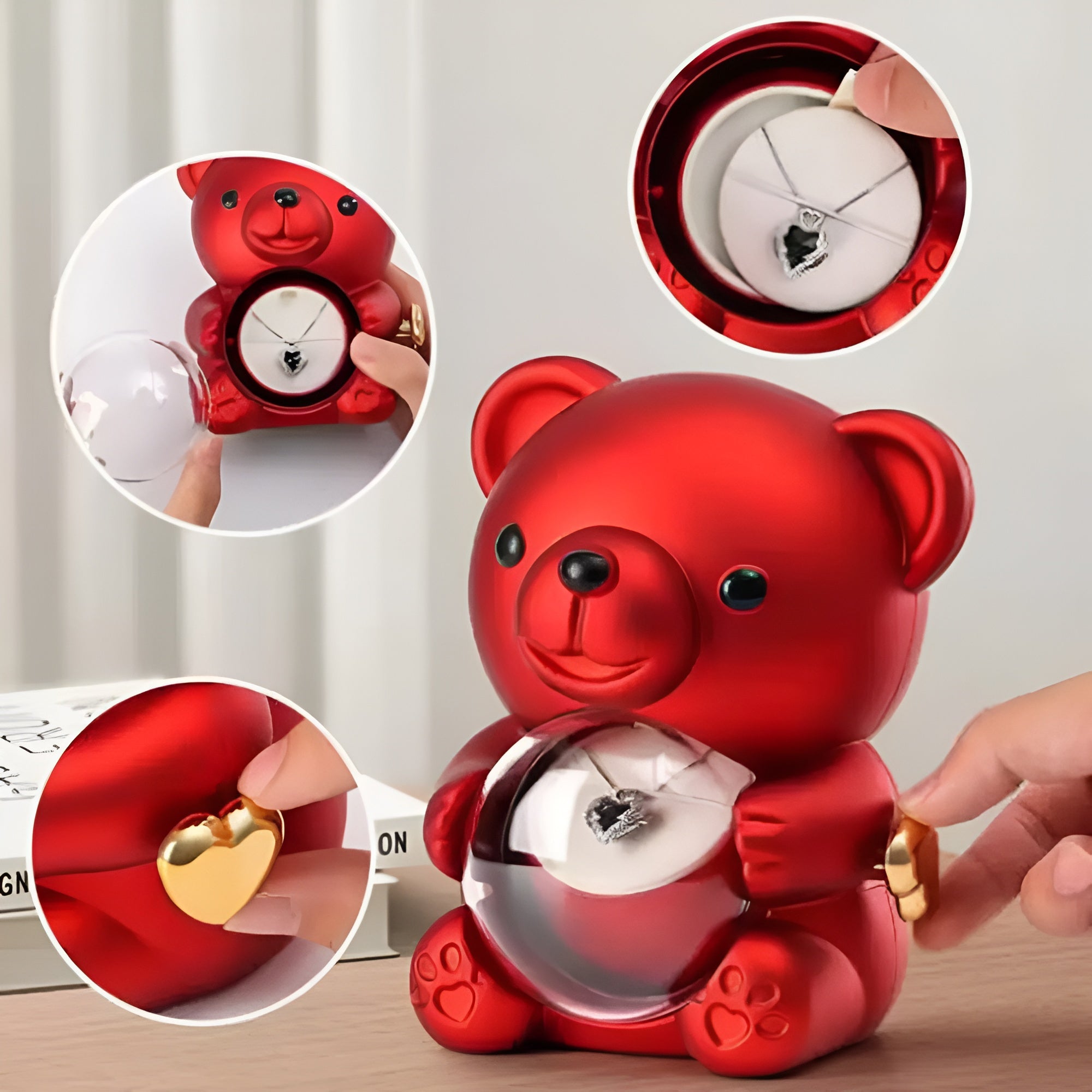 Red Hug Bear Rotating Rose